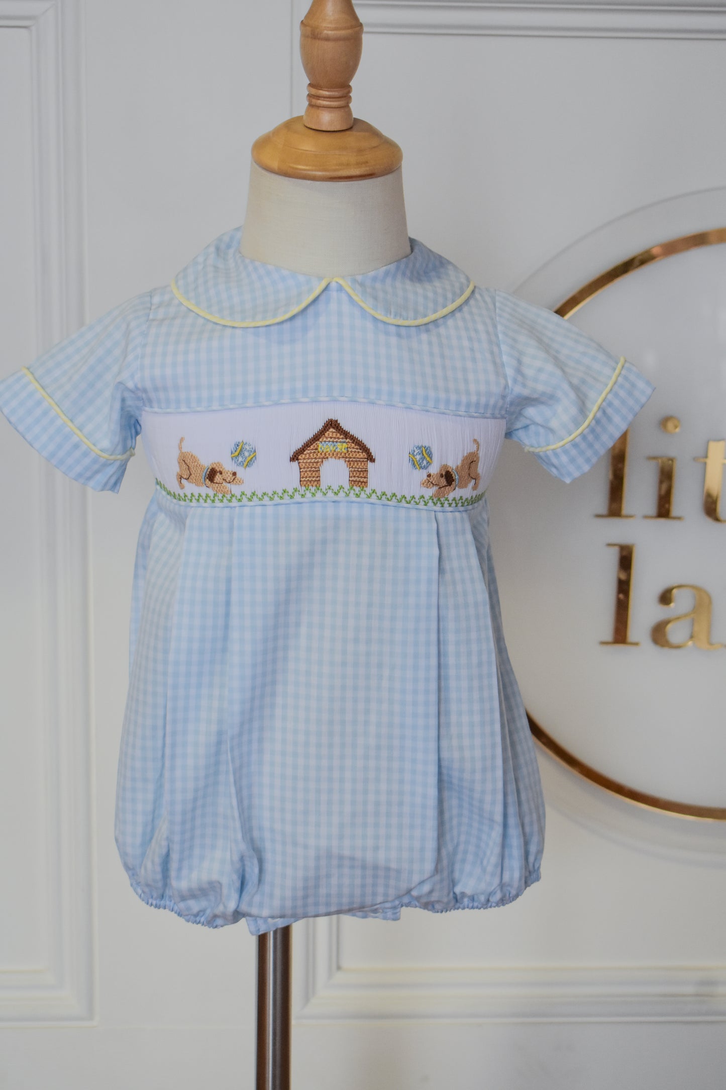 Playful Pups Brandon Smocked Bubble