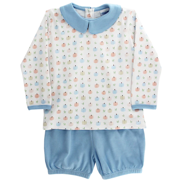 Faintly Fall Pumpkin Printed Boy Bloomer Set