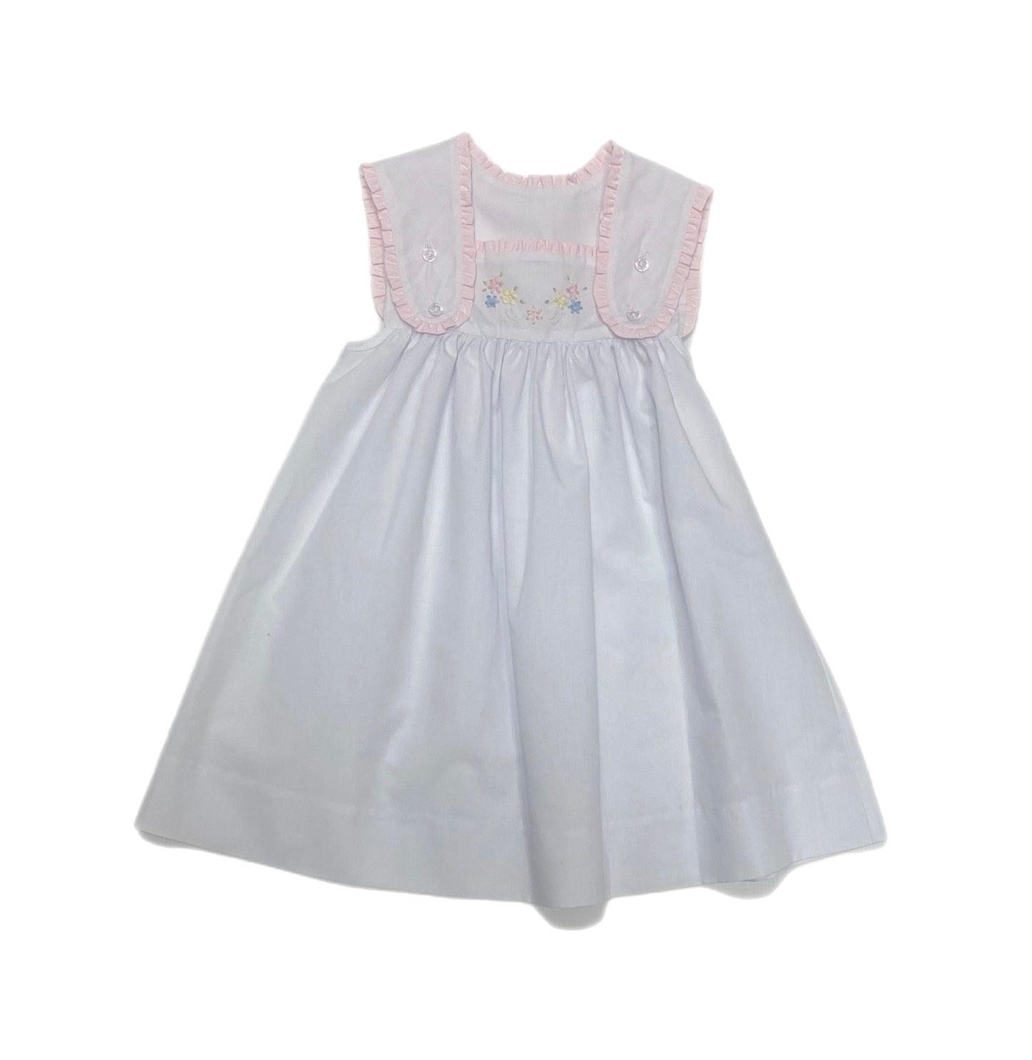 Sun Dress White/Pink Satin Flower