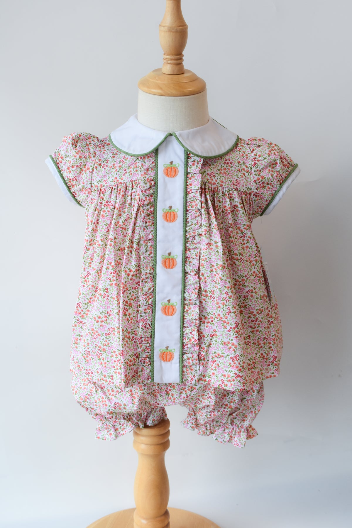 Pumpkin Embroidered Sally Bloomer Set-Autumn Grove Floral