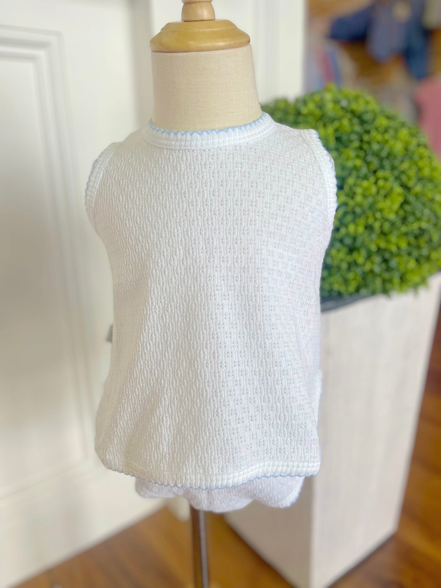 Paty Diaper Set-White/Blue Trim