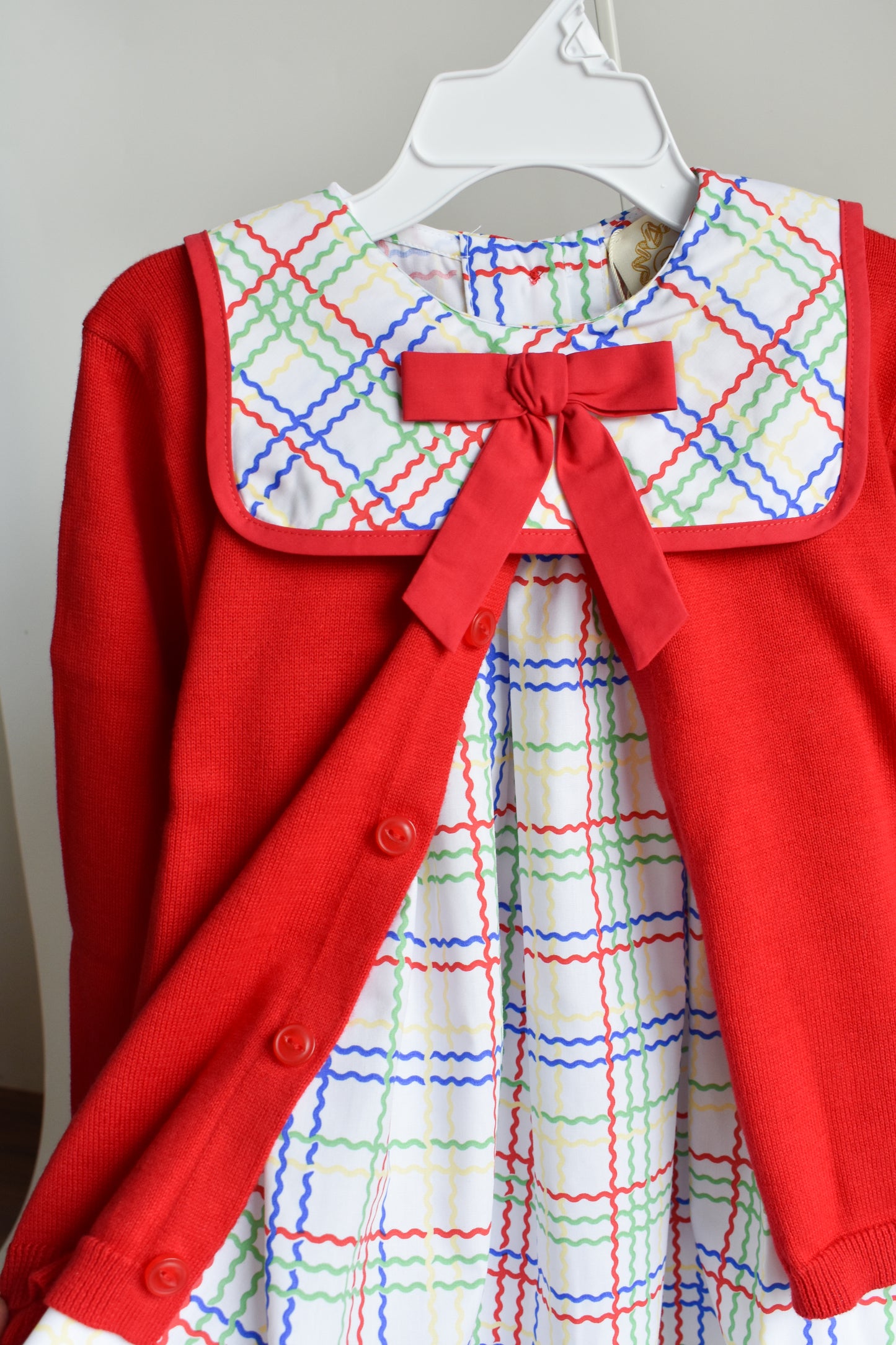 Sleeveless Stewart's Square Collar Dress-Wellington Windowpane