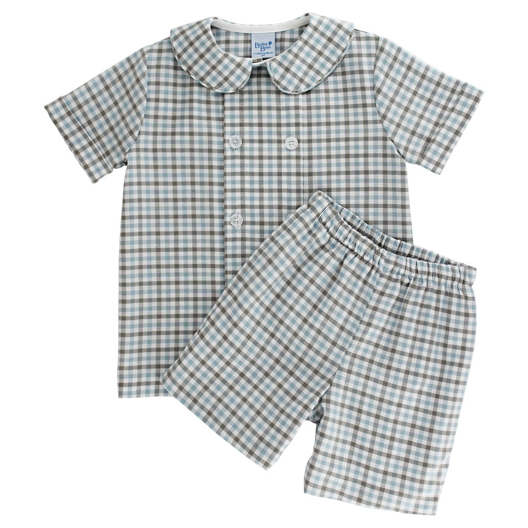 Pebbled Sky Plaid-Dressy Short Set