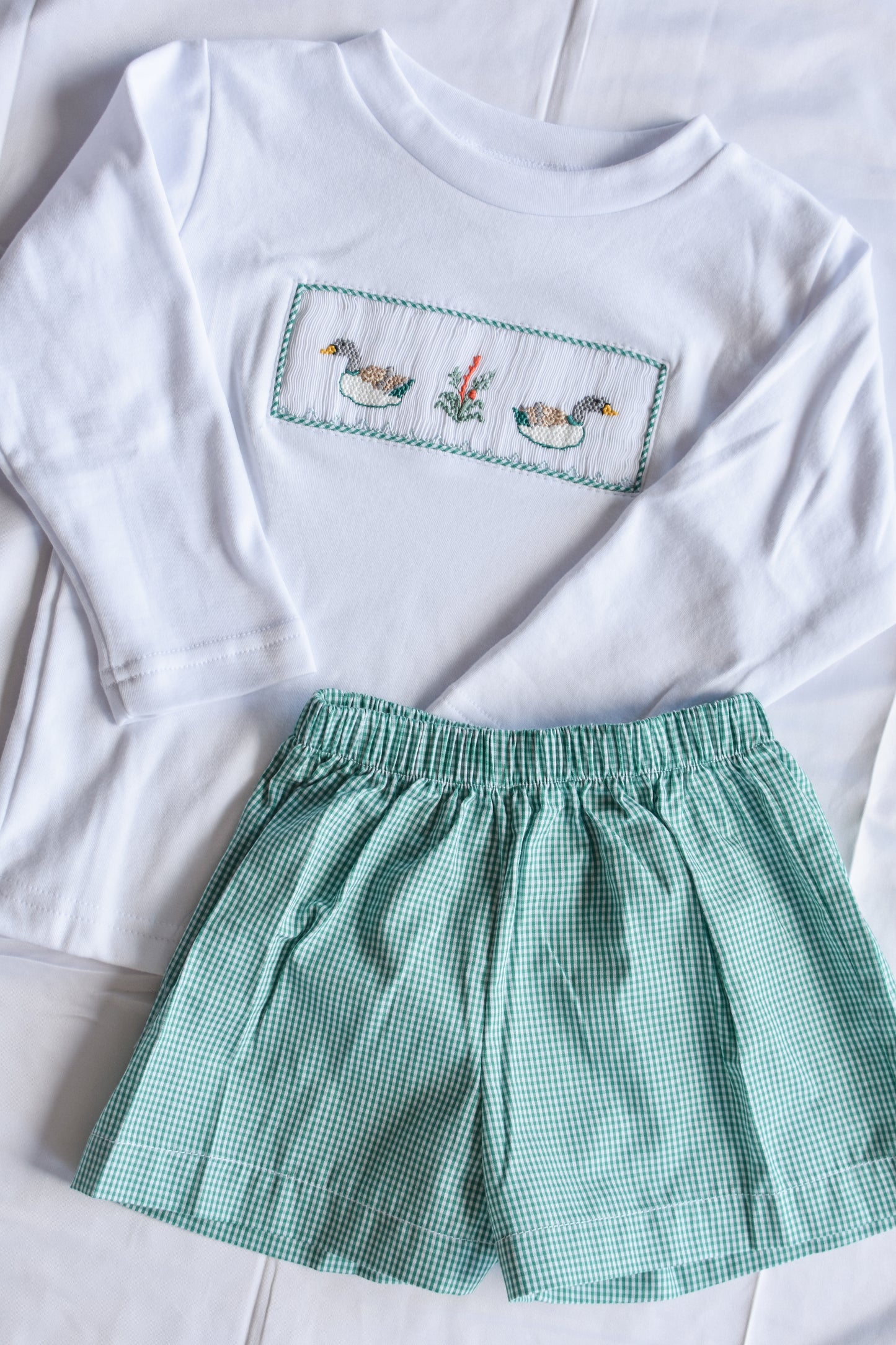 Pondside Play Long Sleeve Smocked Short Set