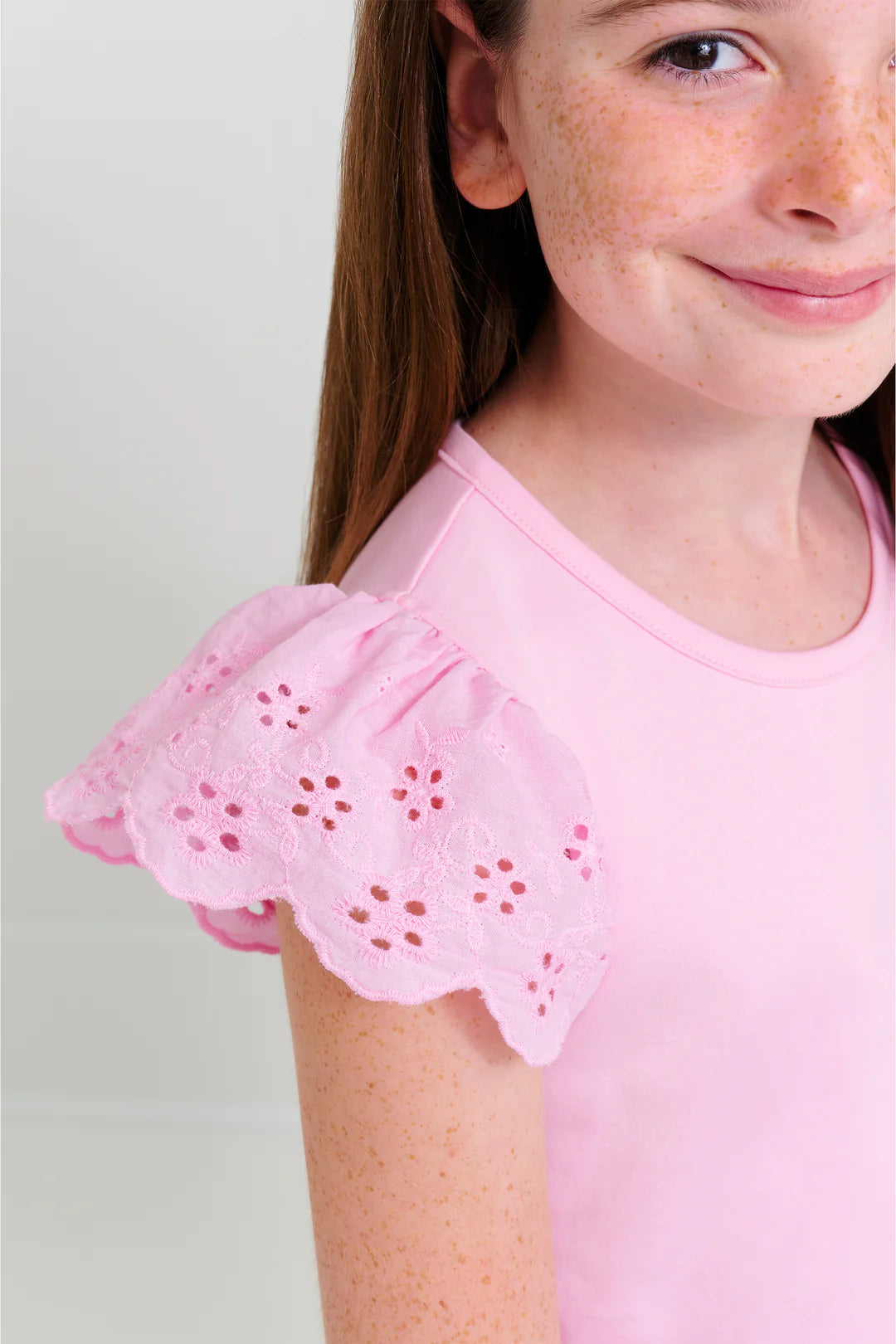 Ellens Eyelet Top-Pier Party Pink