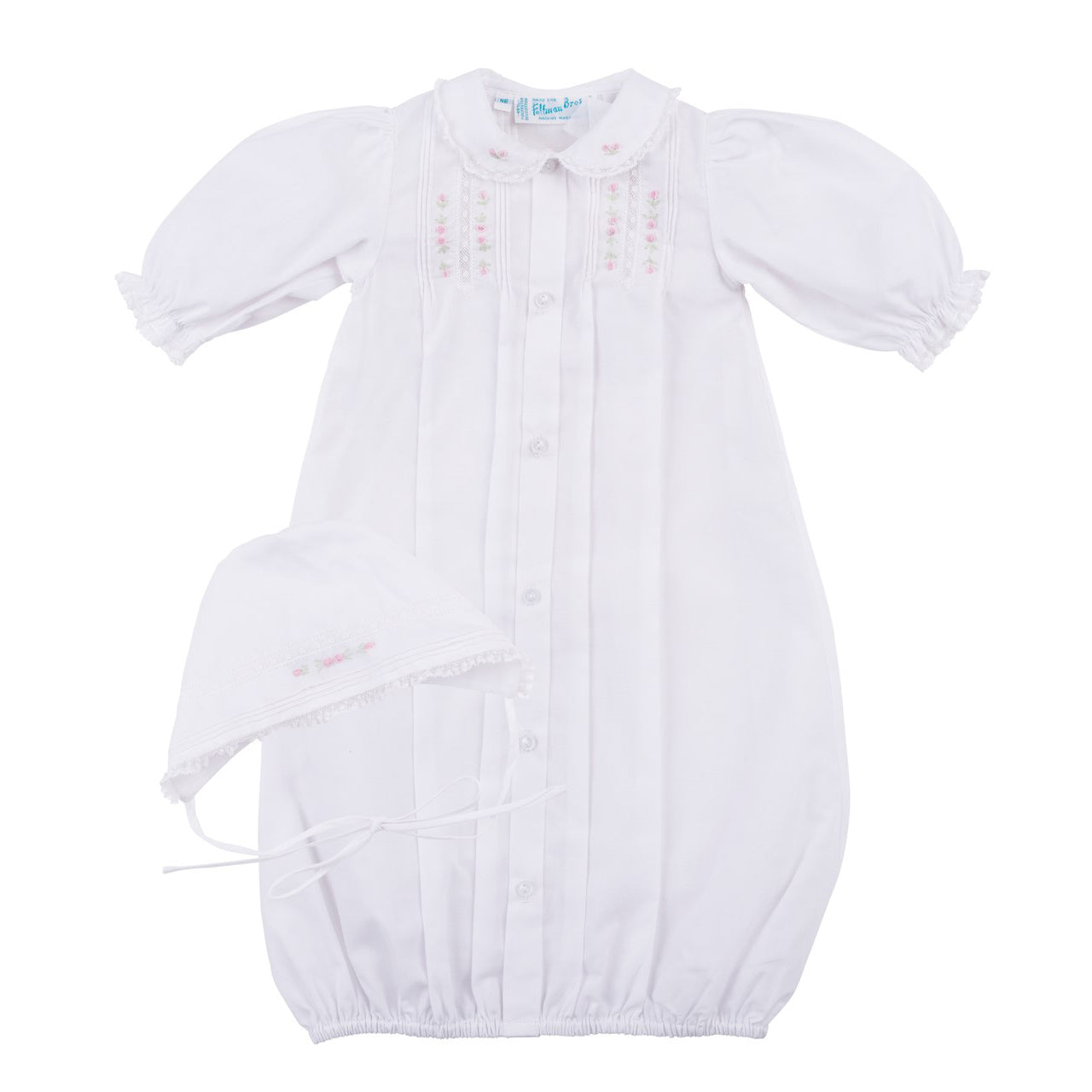 White Peony "Take Me Home" Gown/Bonnet Set