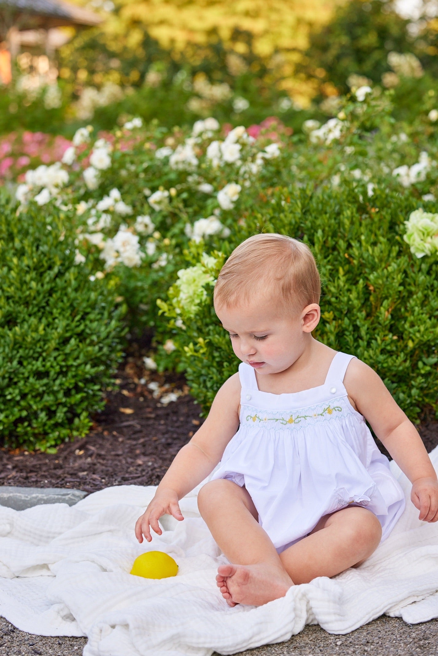 Smocked Nora Bubble - Lemons