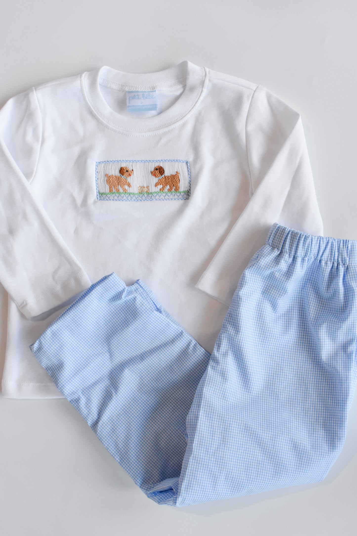 Petit Pups Smocked Long Sleeve Pant Set