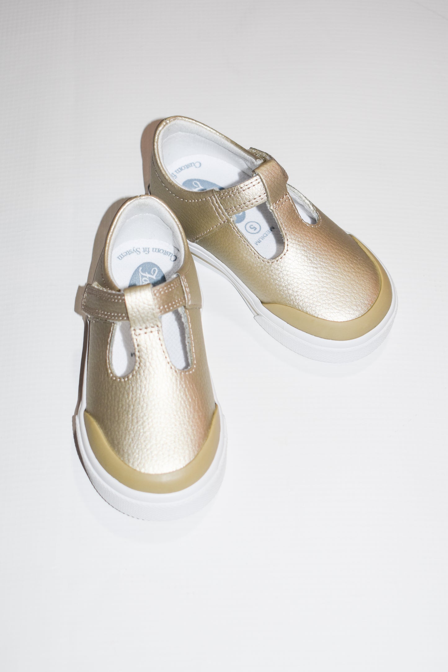 Drew Gold T-Strap Leather Sneaker
