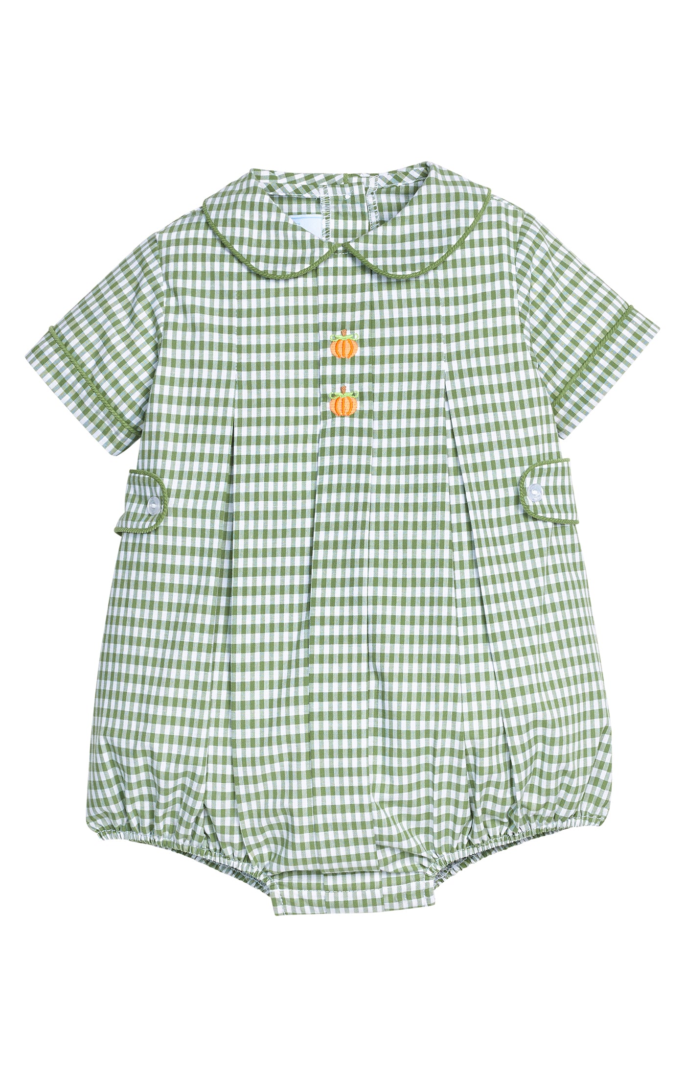 Pumpkin Embroidered Nicholas Bubble-Watercress Gingham