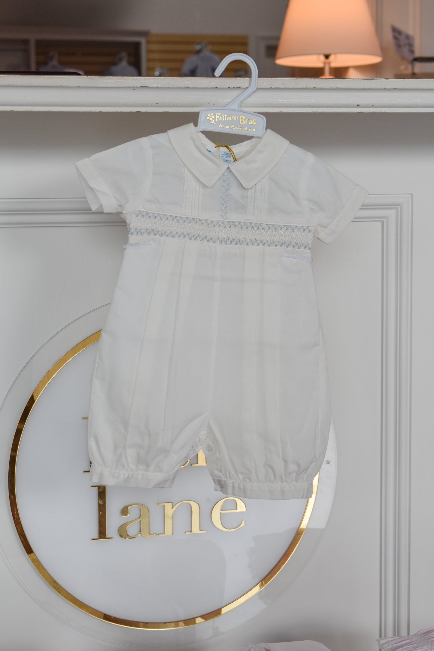 Vintage Smocked Boy Blues Romper