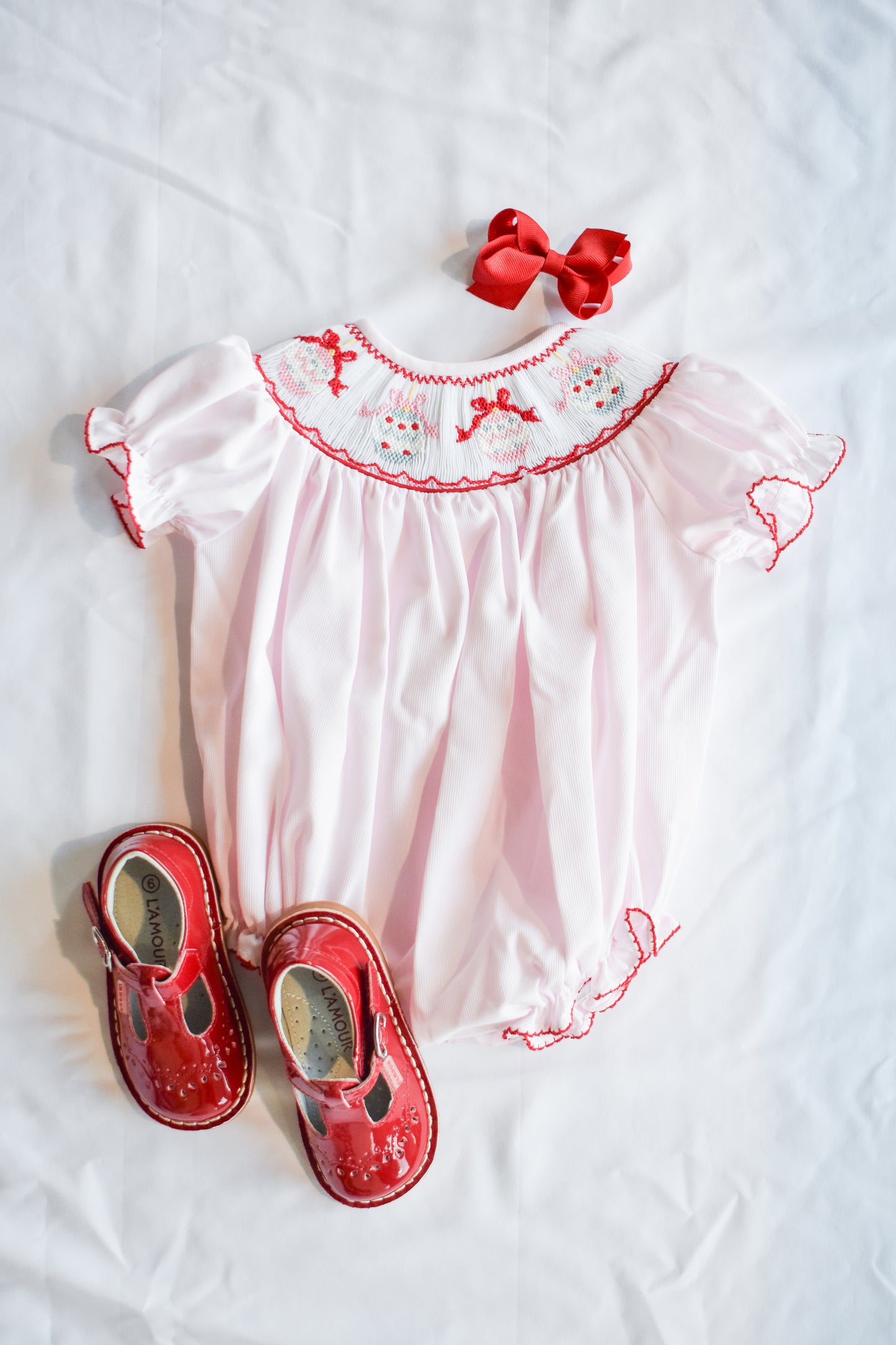 Jolly Jingles Pink Smocked Bubble
