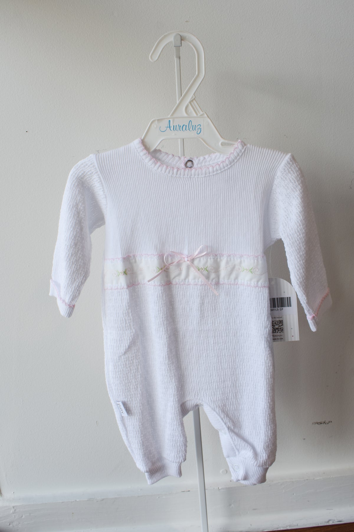 Paty Swiss Floral Trim White Knit Romper