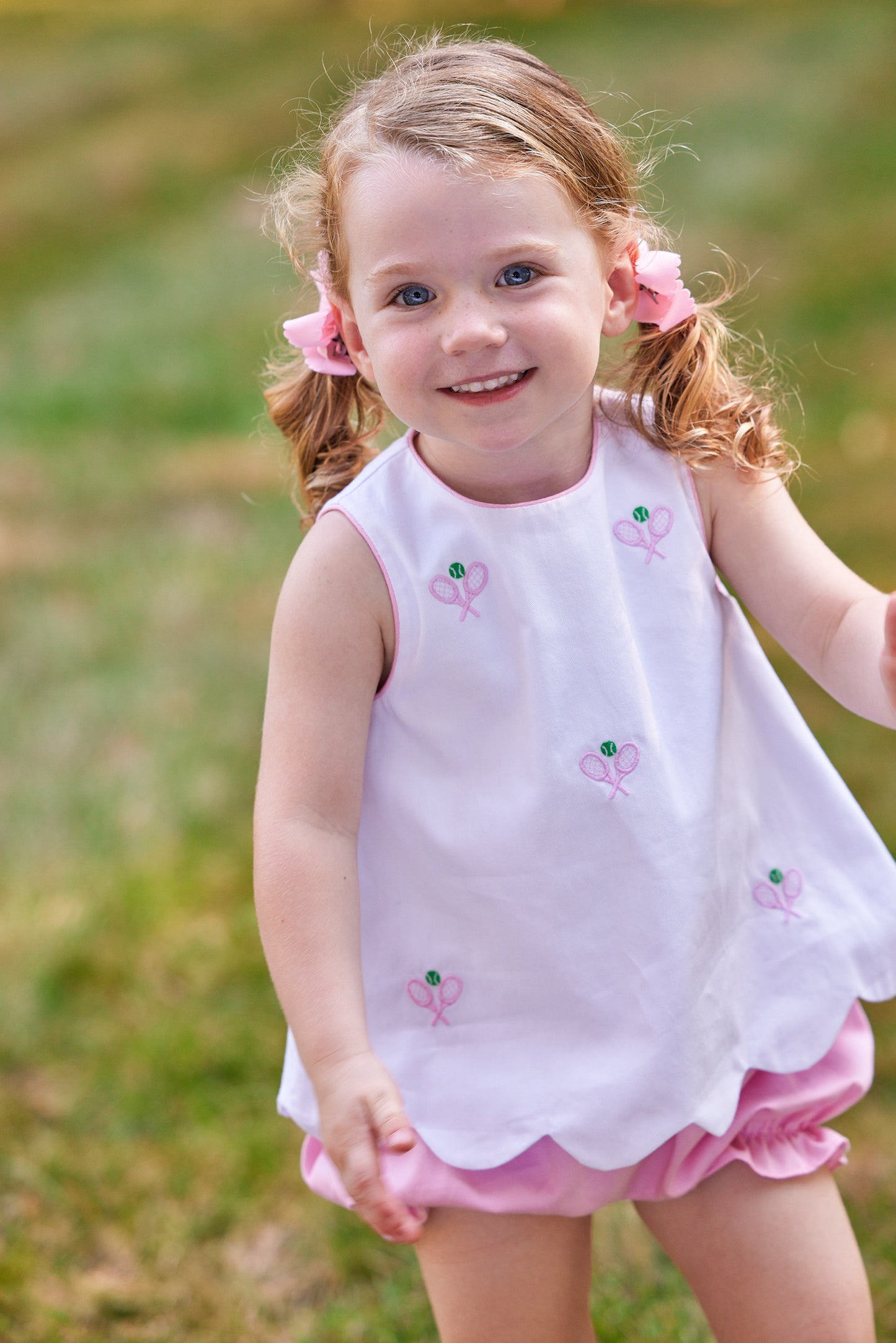 Embroidered Bow Back Bloomer Set - Tennis