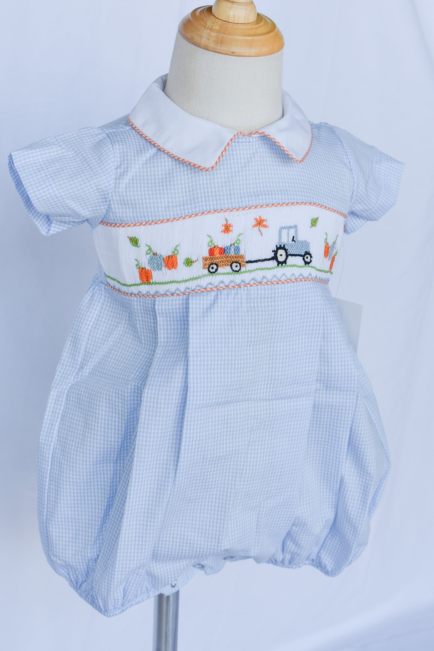 Pumpkin Patch Cutie Blue Smocked Blake Bubble