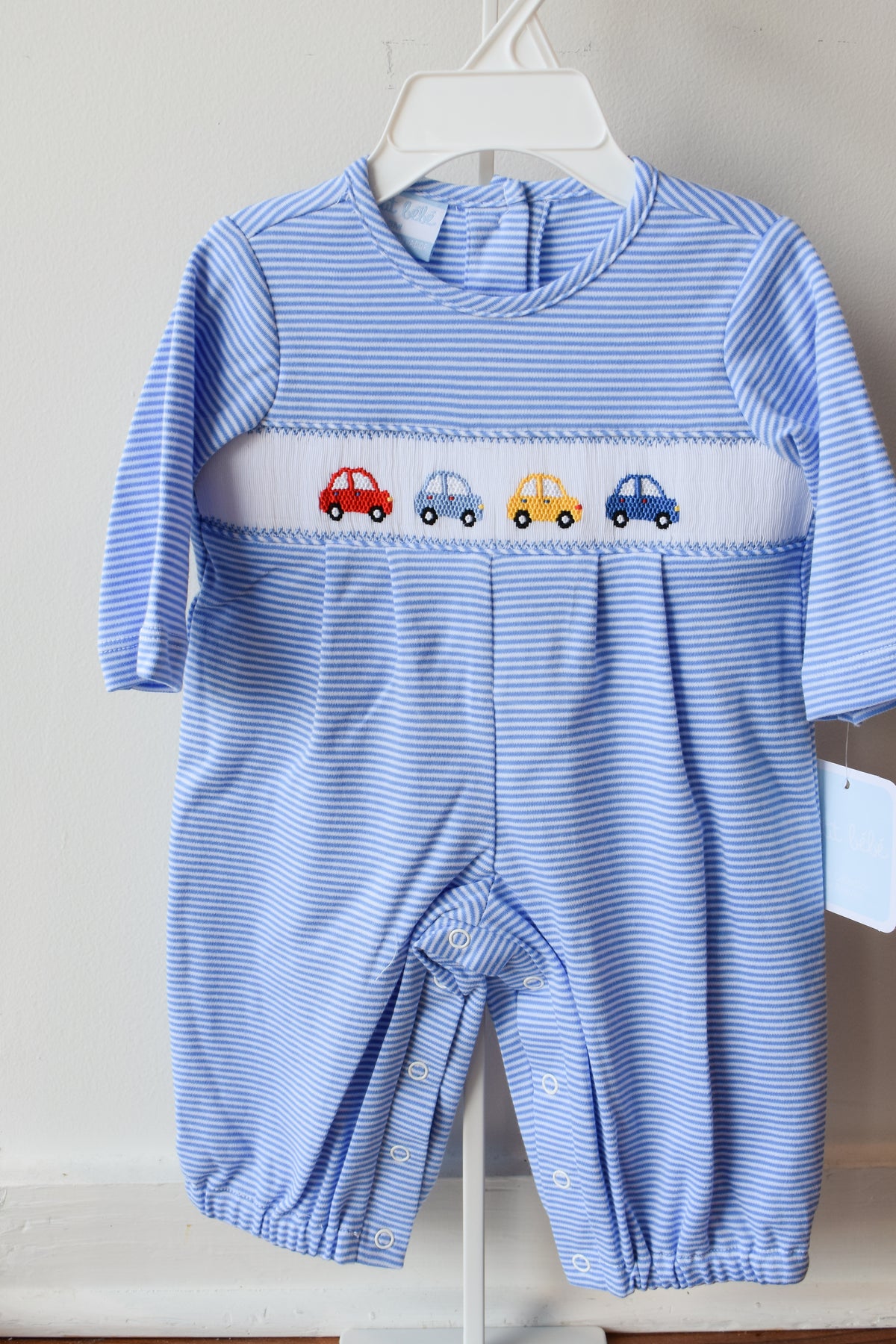 Beep Beep Blue Stripe Knit Romper