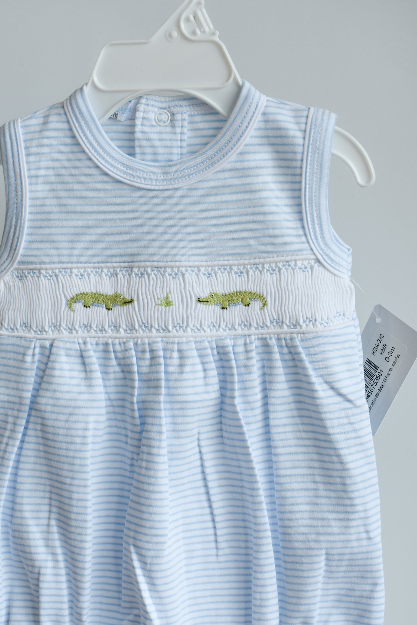 Blue Gators Hand Smocked Sleeveless Bubble