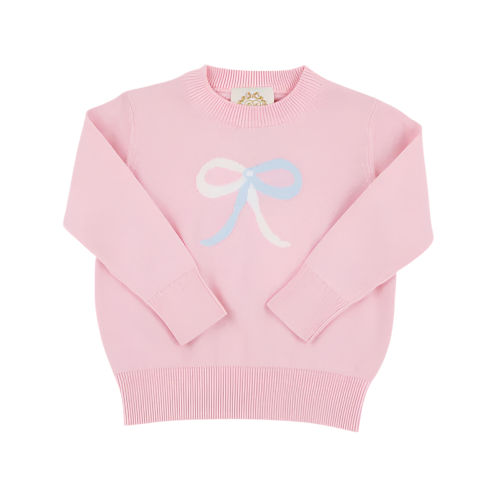 Isabelle's Intarsia Sweater-Palm Beach Pink/Blue Bow