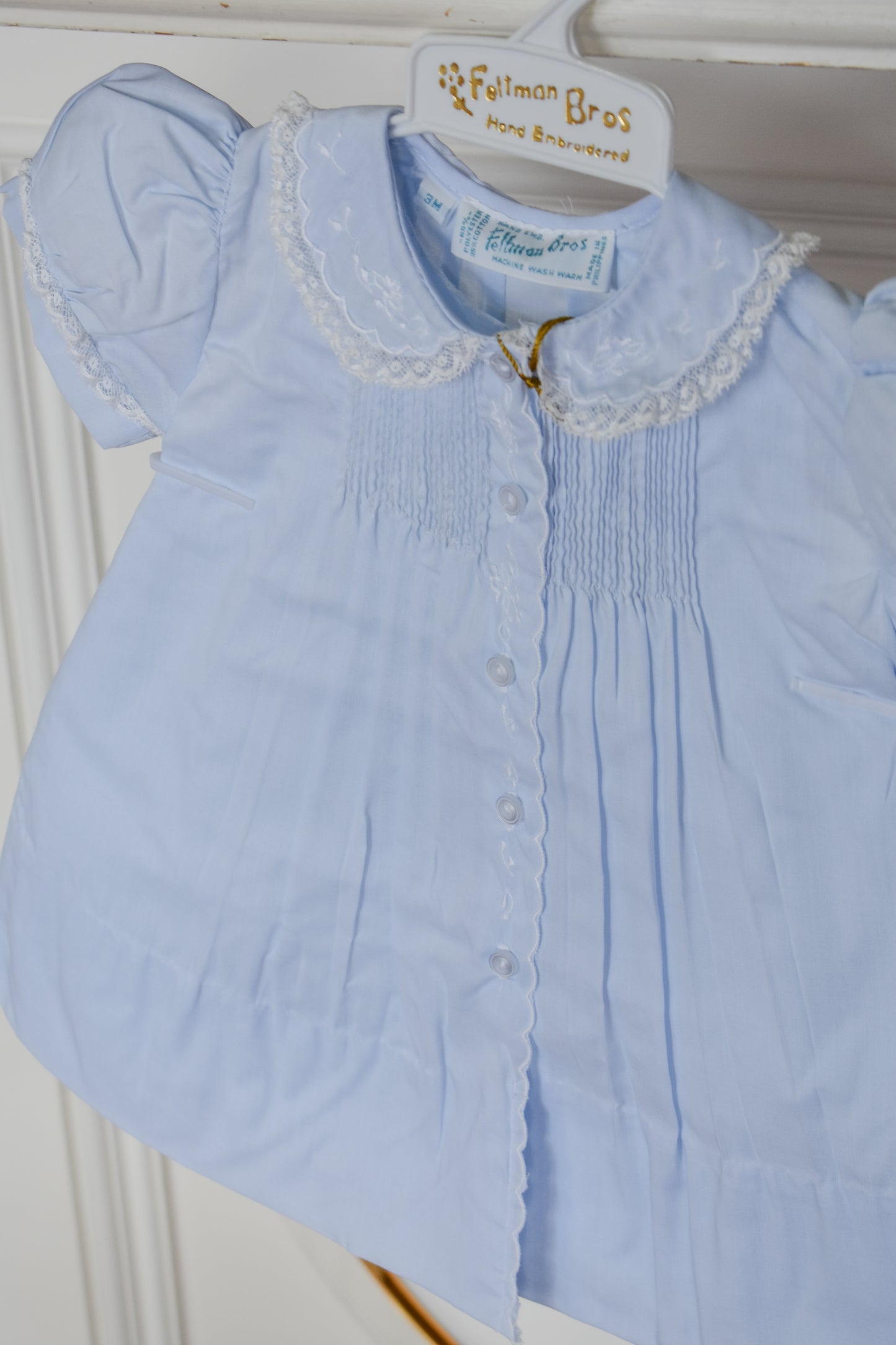 Elsa Scalloped Trim Baby Blue Slip Dress