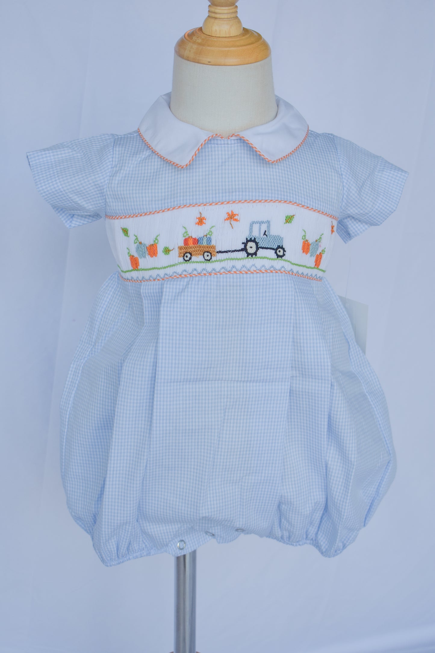 Pumpkin Patch Cutie Blue Smocked Blake Bubble