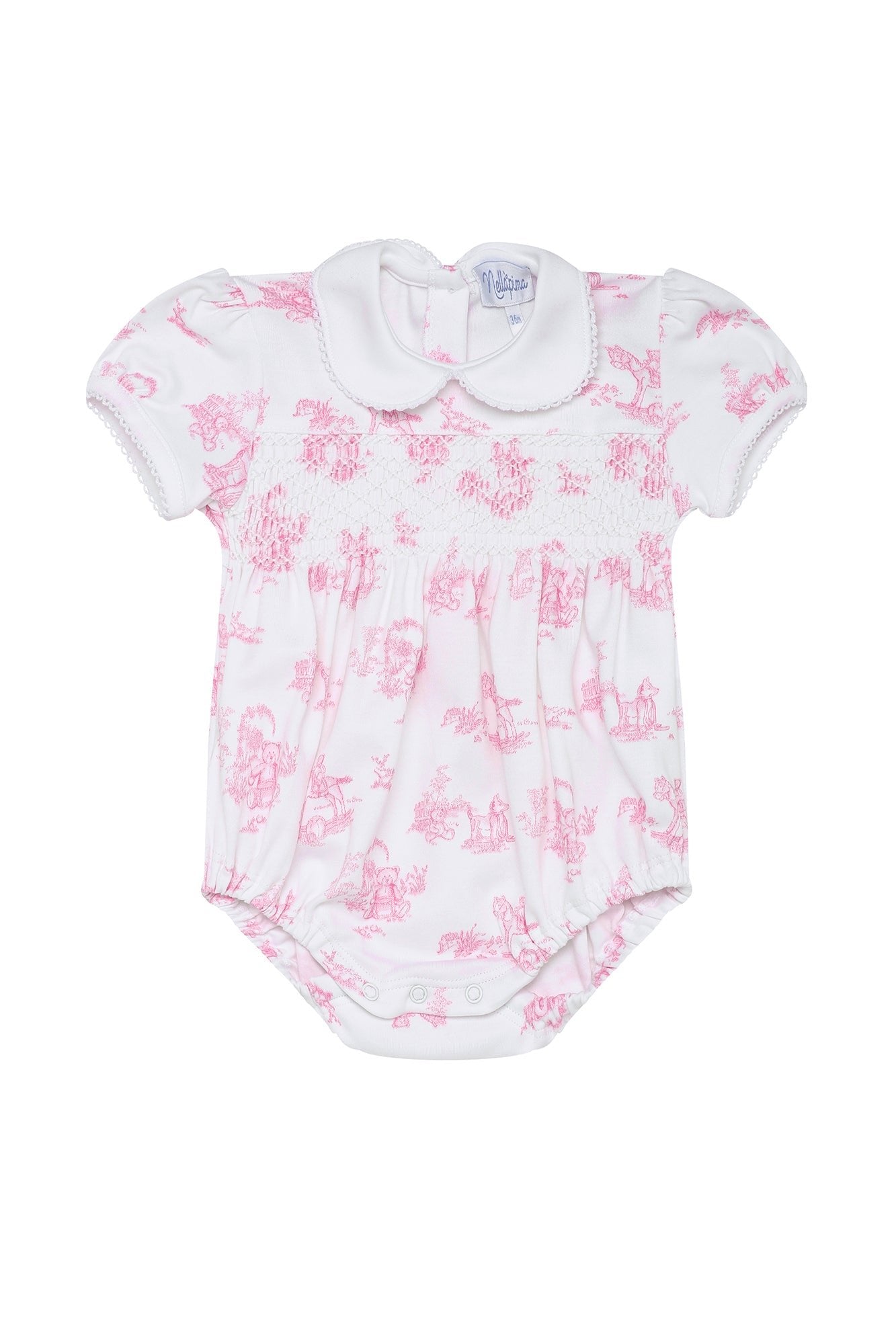 Classic Pink Toile Smocked Bubble