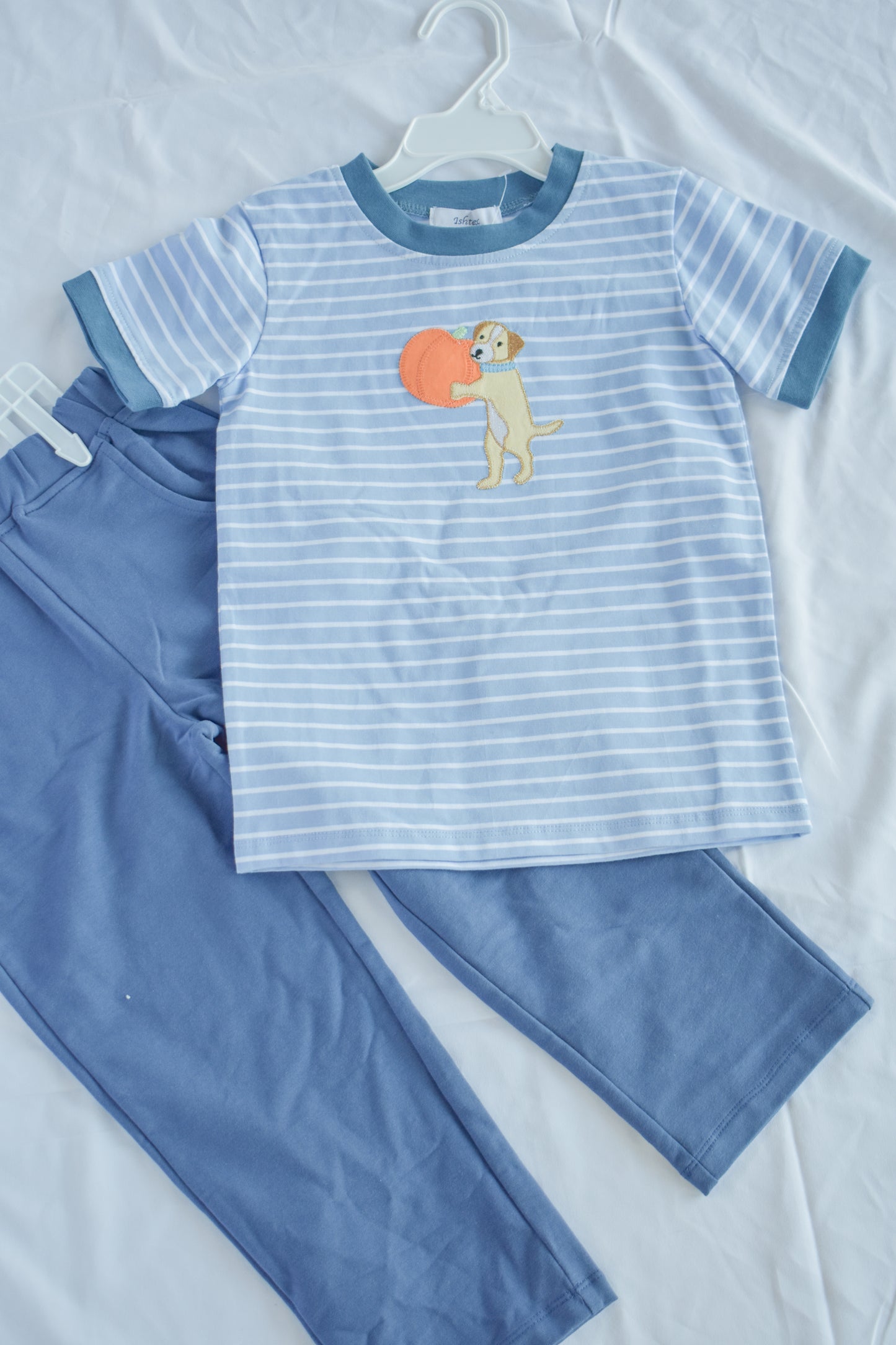 Pumpkin Applique Boy's Pant Set