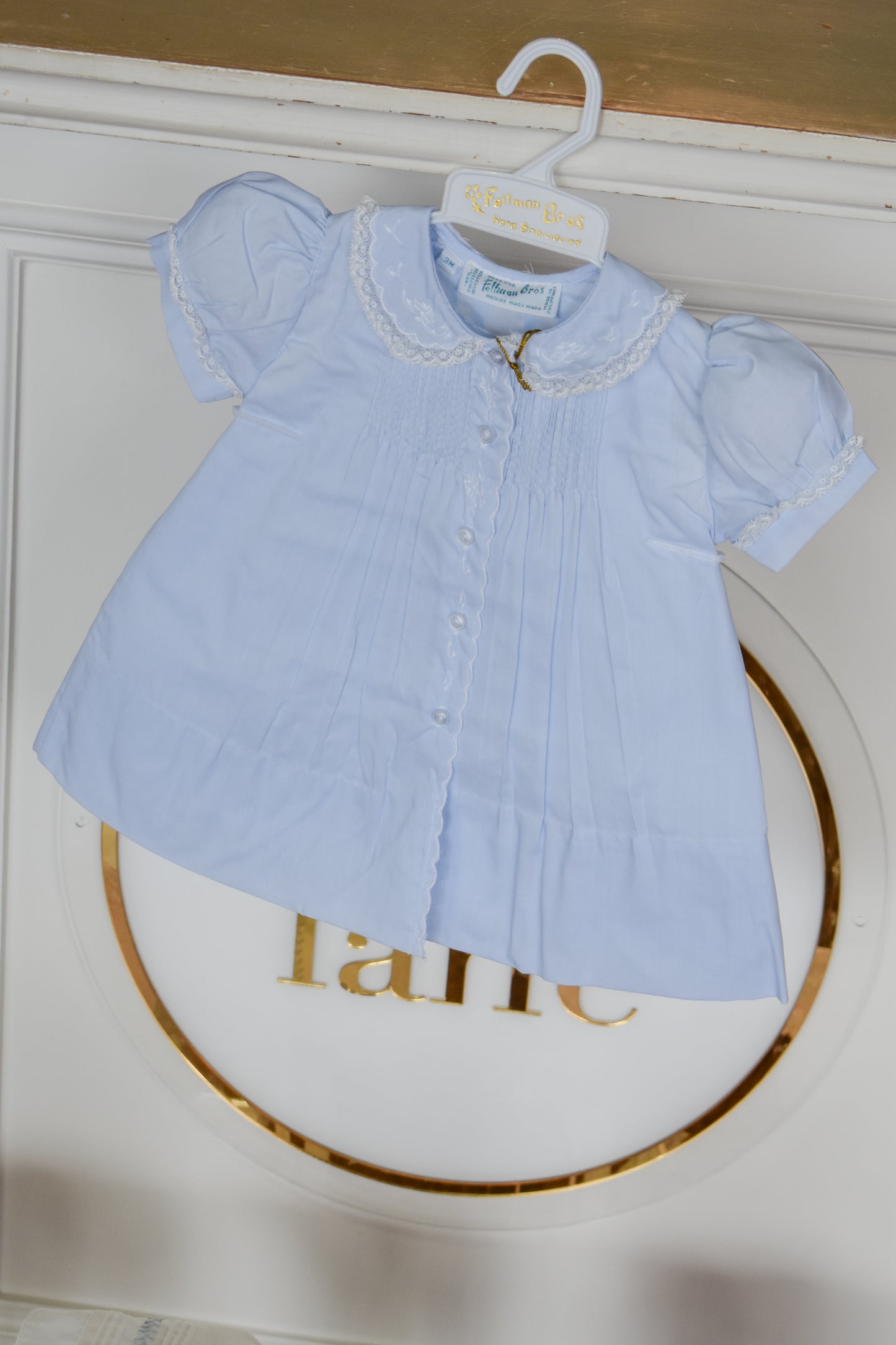Elsa Scalloped Trim Baby Blue Slip Dress