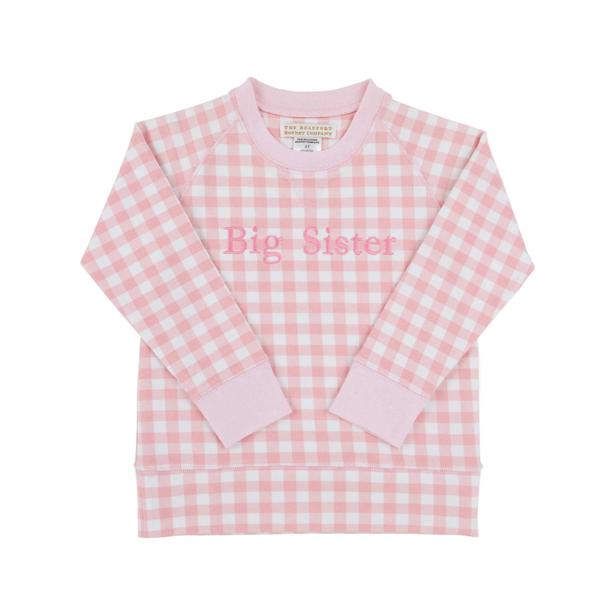 Big Sister Cassidy Comfy Crewneck-Pink Gingham
