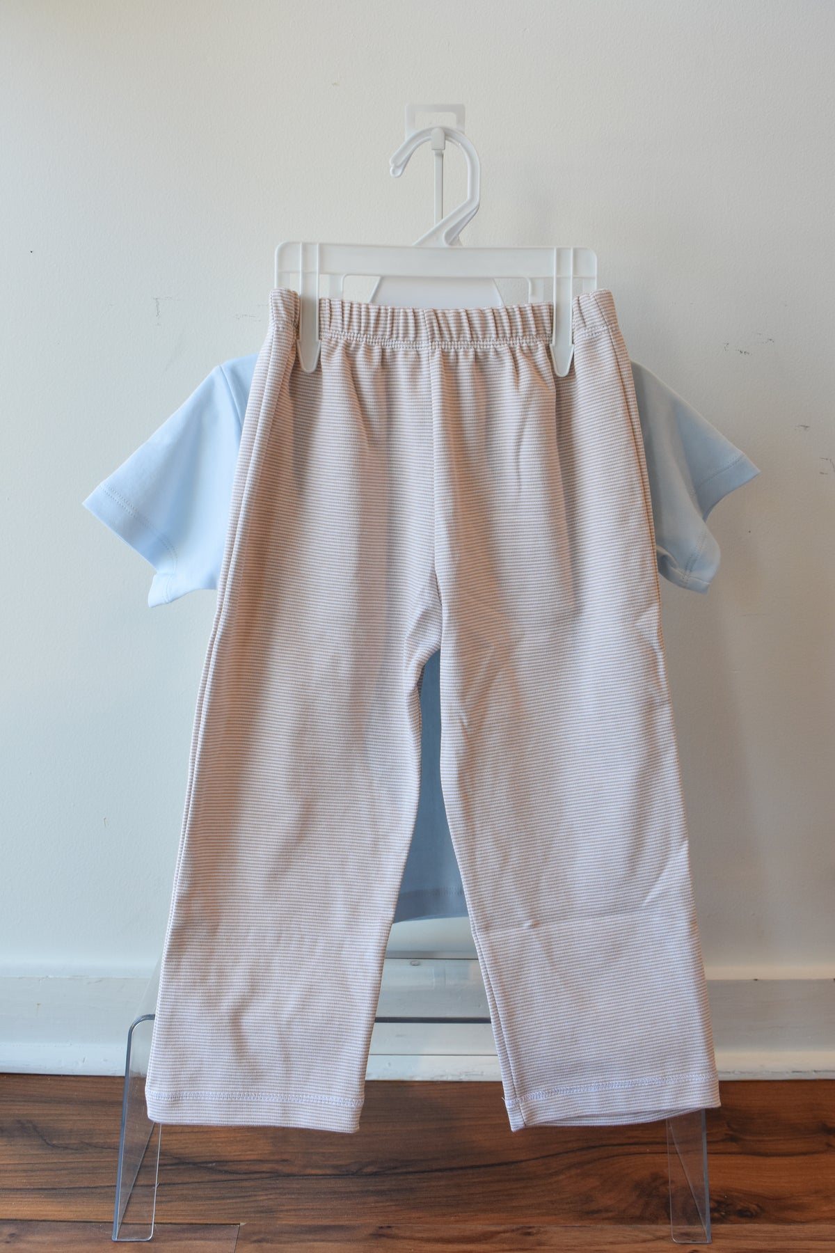 Fall Mini Stripe Blue Short Sleeve/Pant Set