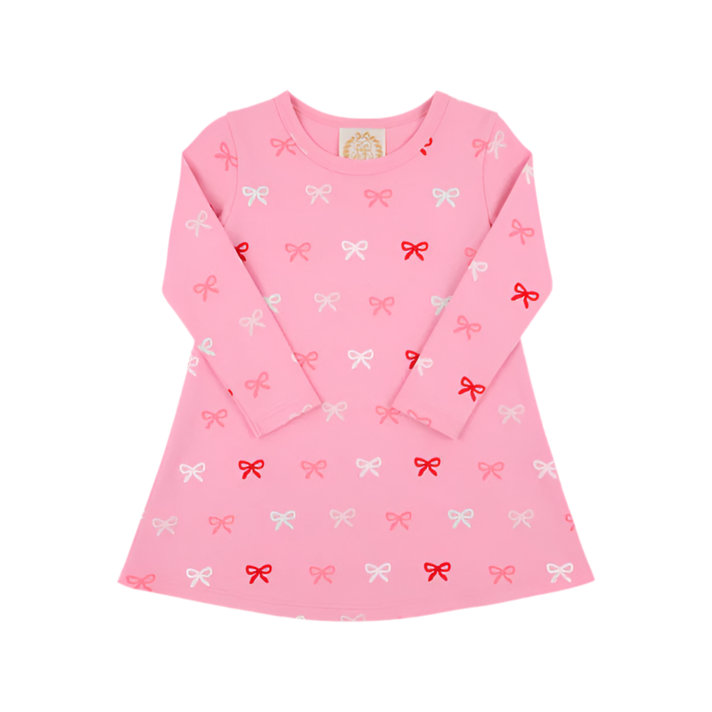 Long Sleeve Polly Play Dress-Pink Bitty Bows