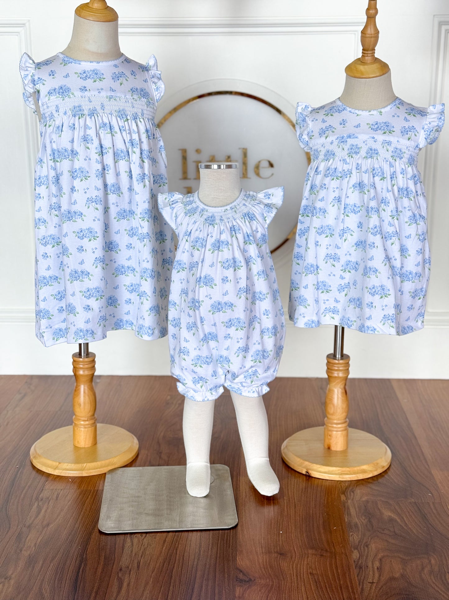 Heavenly Hydrangeas Ruffled Short Playsuit-Light Blue
