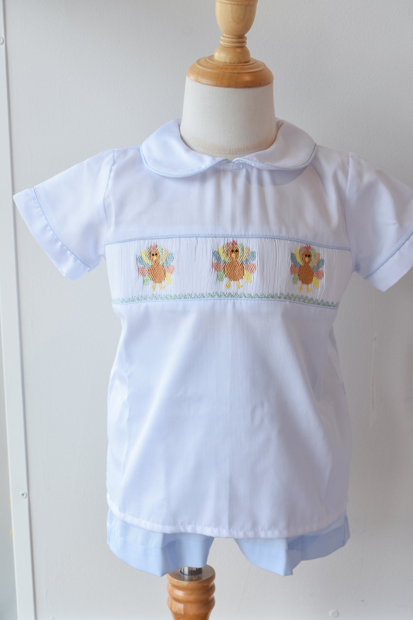 Drew’s Colorful Turkeys Collared Shirt/Short Set