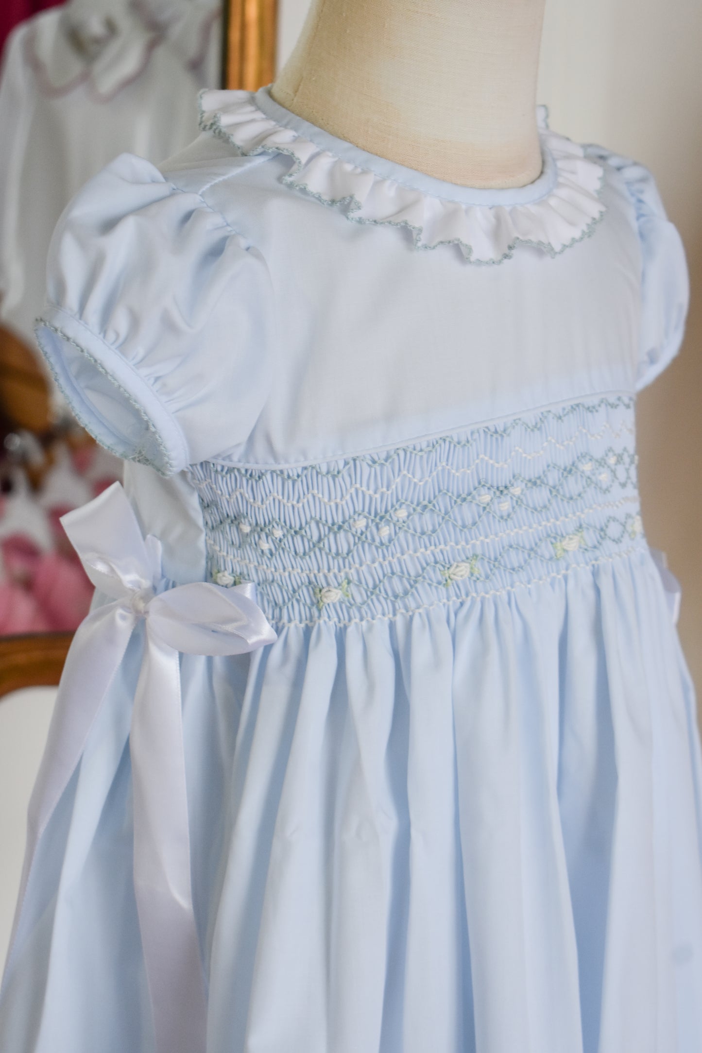 "Something Blue" Rose Smocked Dress