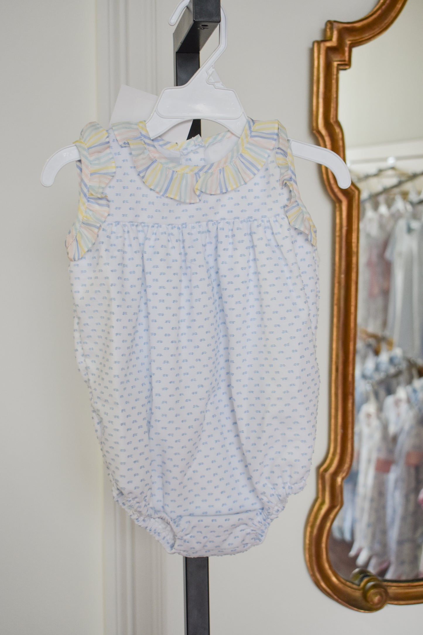 Blue Swiss Dot Rosie Bubble