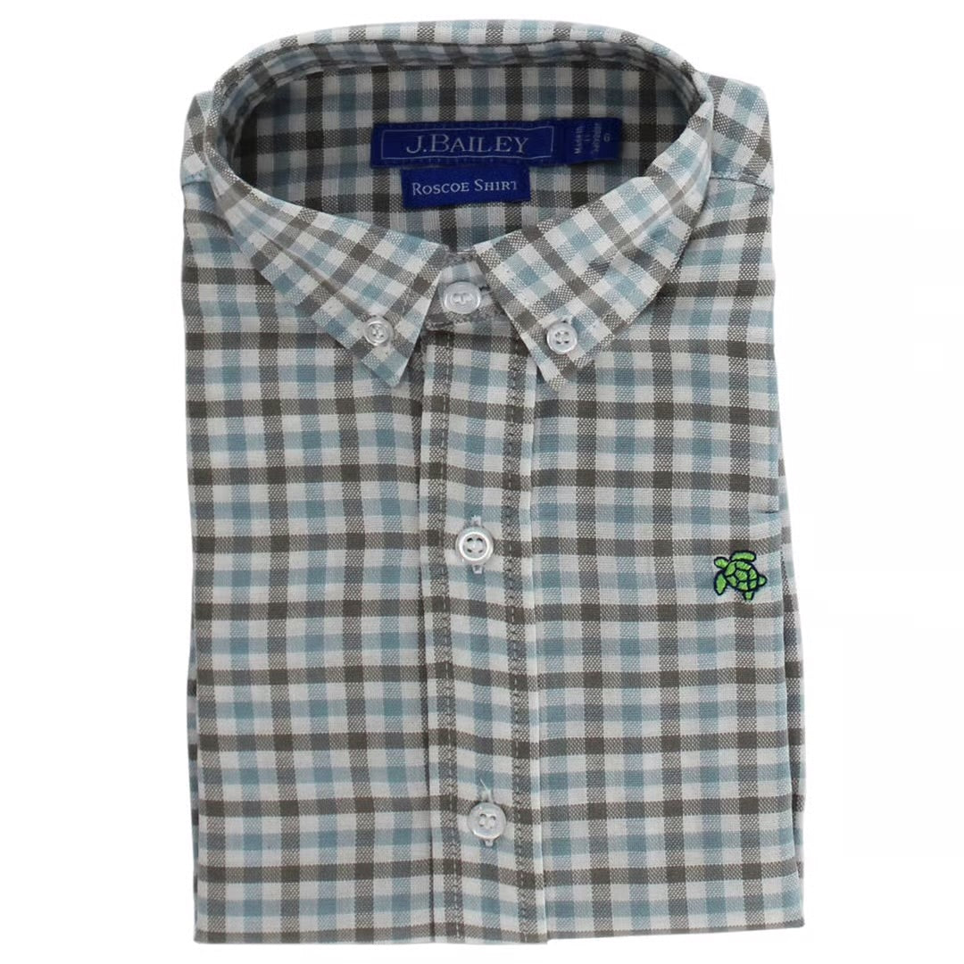 Pebbled Sky Plaid-Performance Button Down