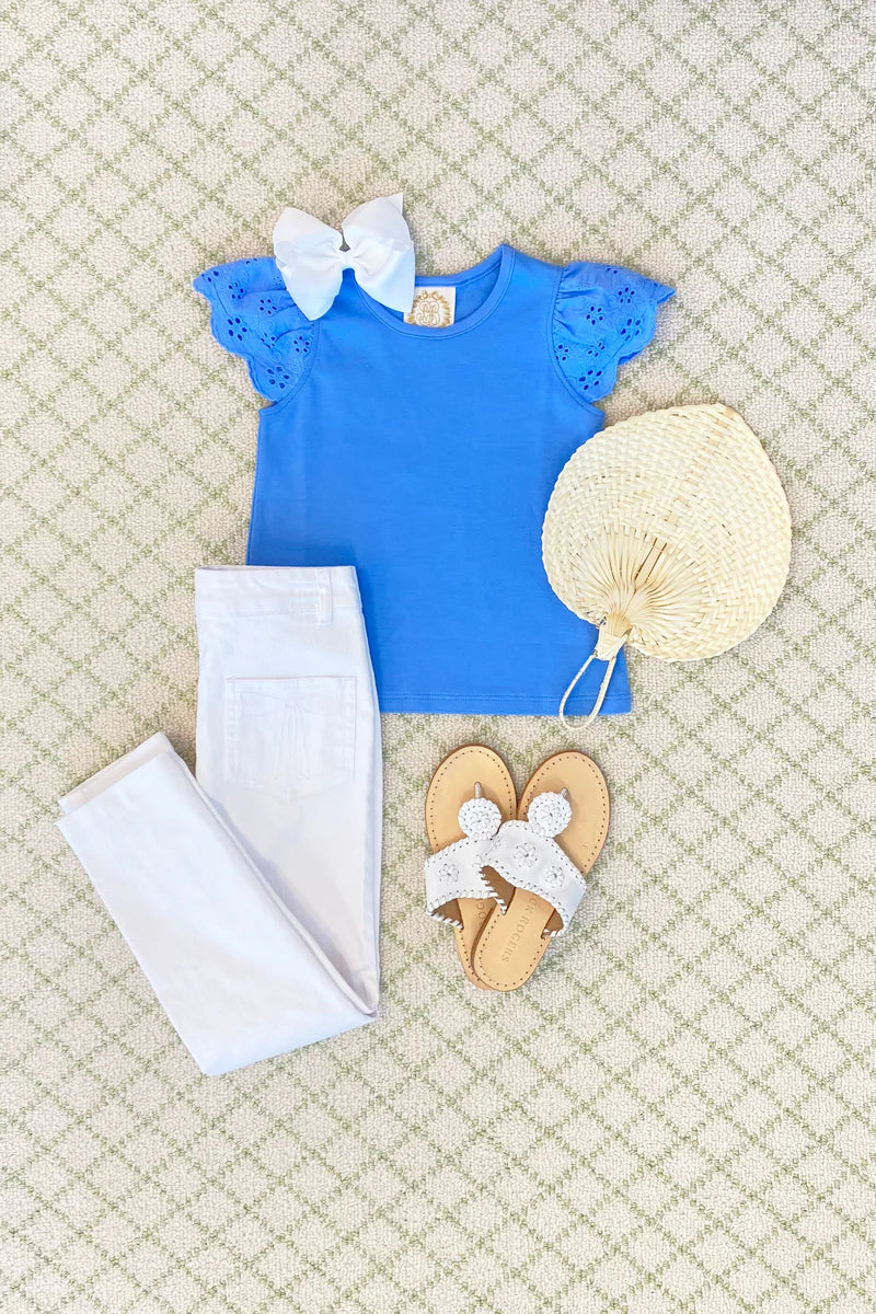 Ellens Eyelet Top-Barbados Blue