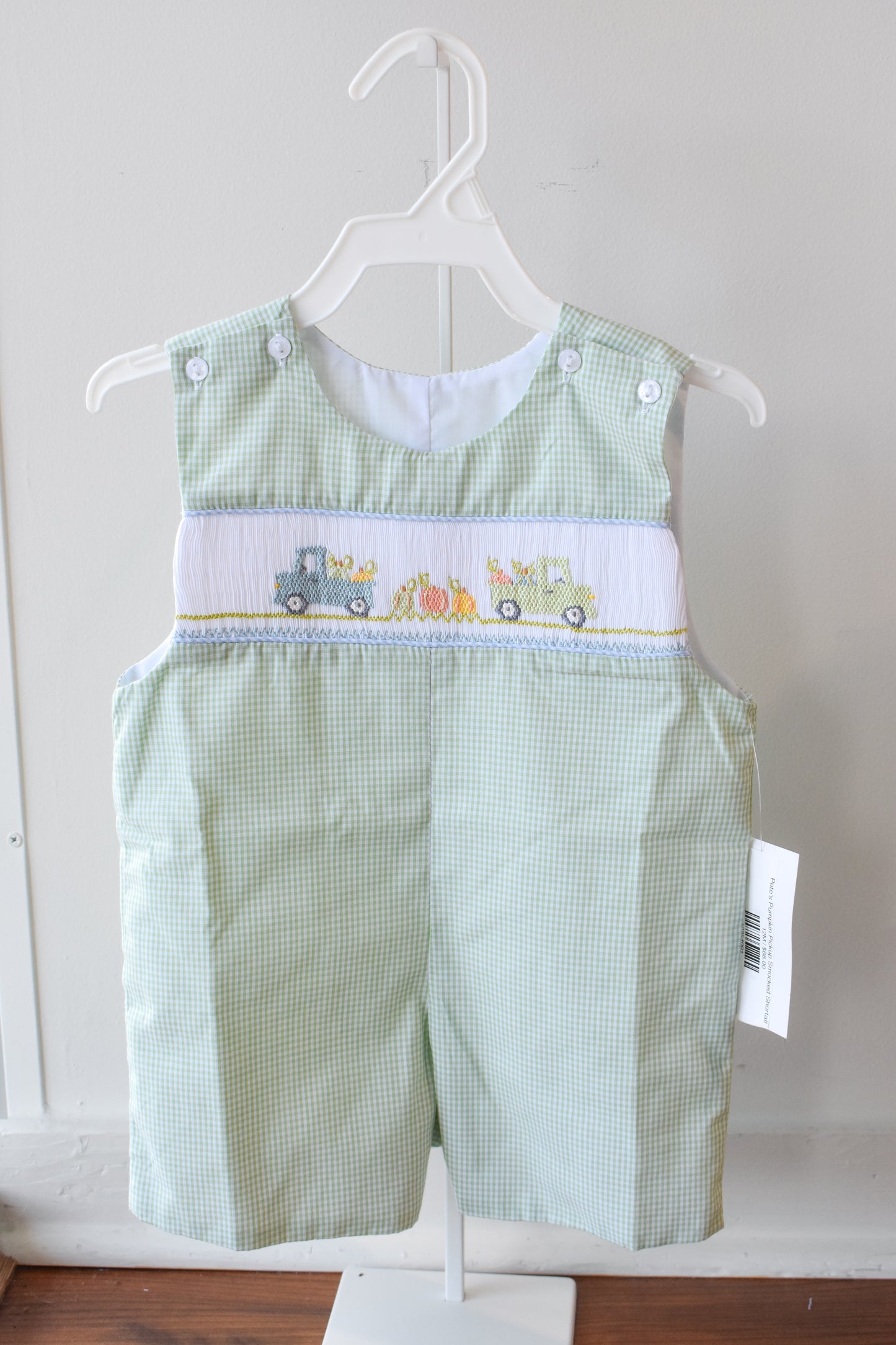 Pete’s Pumpkin Pickup Smocked Shortall