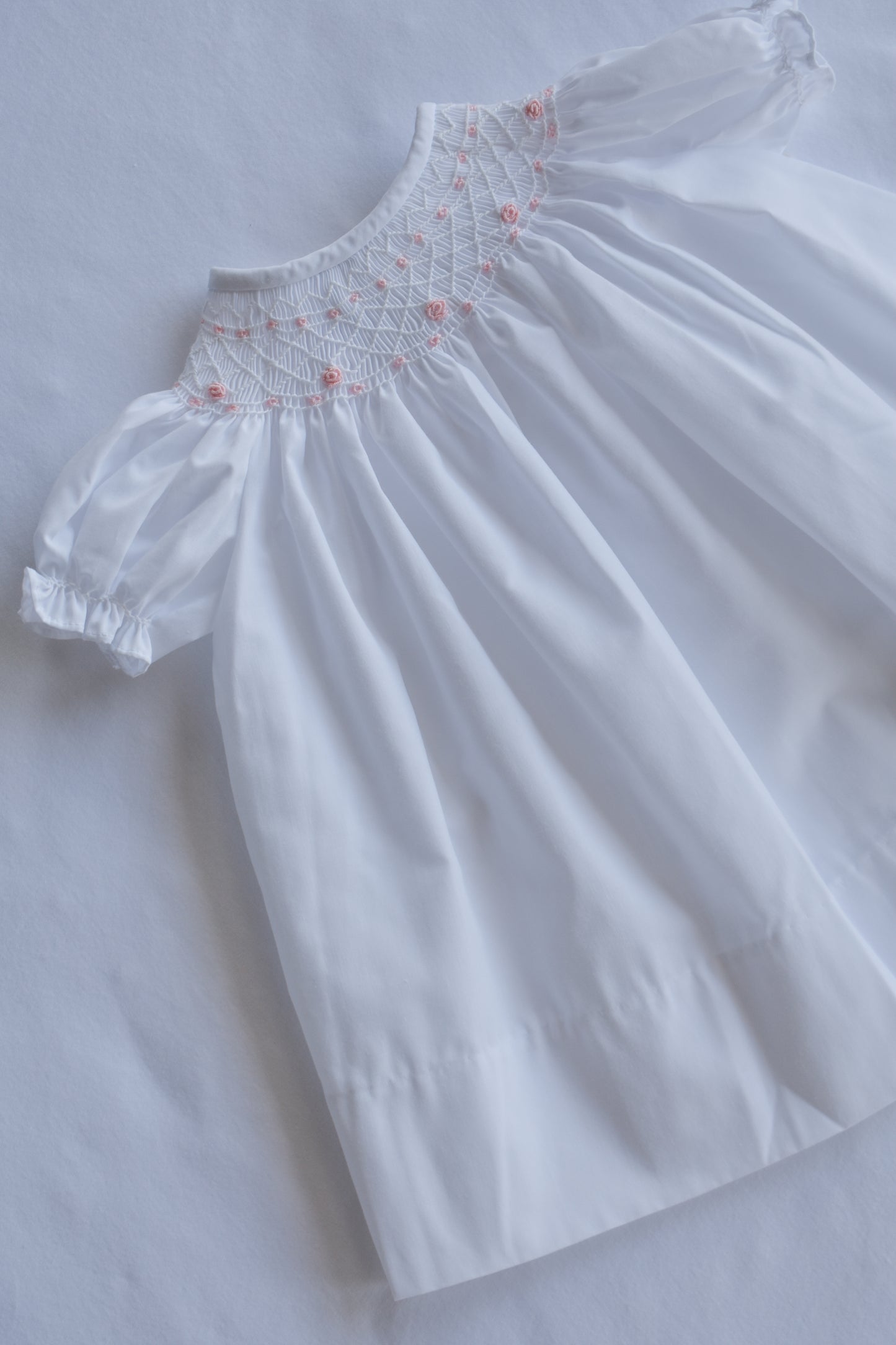 Pinky Posie-White Bishop Dress