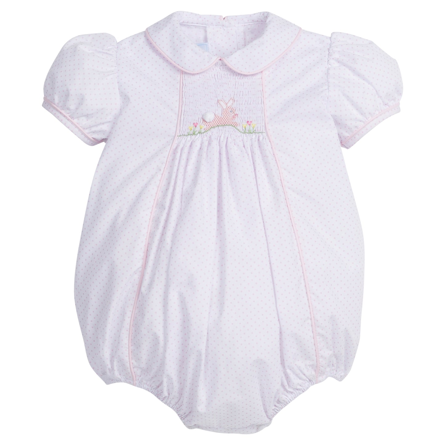 Chest Smocked Bubble - Pink Bunny