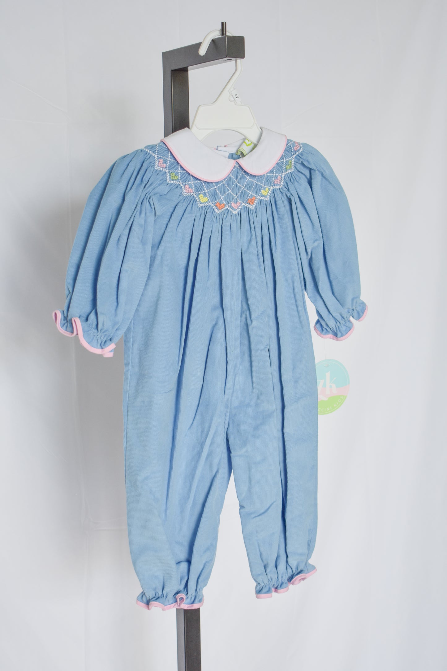 Sweetheart Smocked Corduroy Bishop Long Bubble