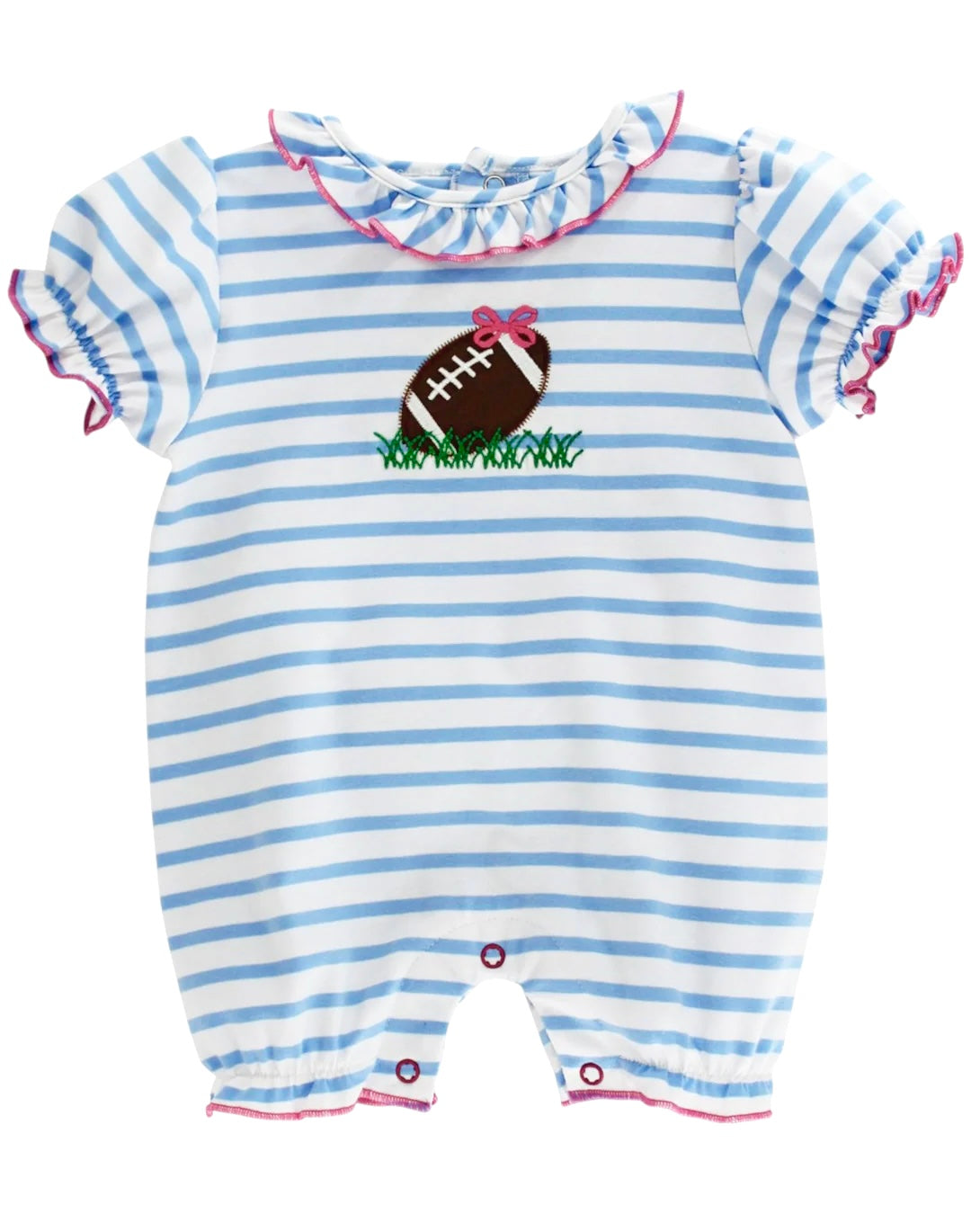 Tiny Touchdowns and Bows-Girl Knit Romper