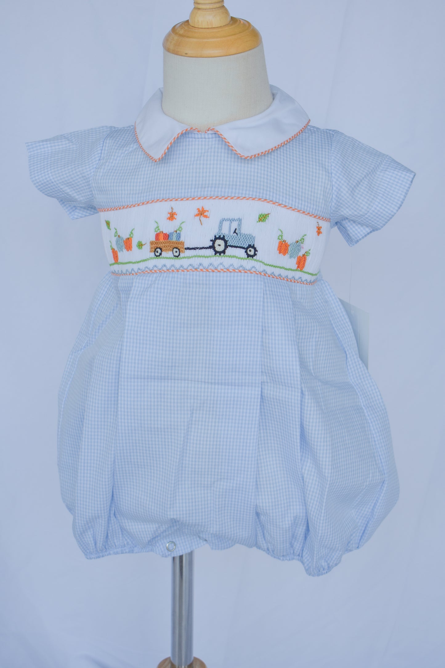 Pumpkin Patch Cutie Blue Smocked Blake Bubble