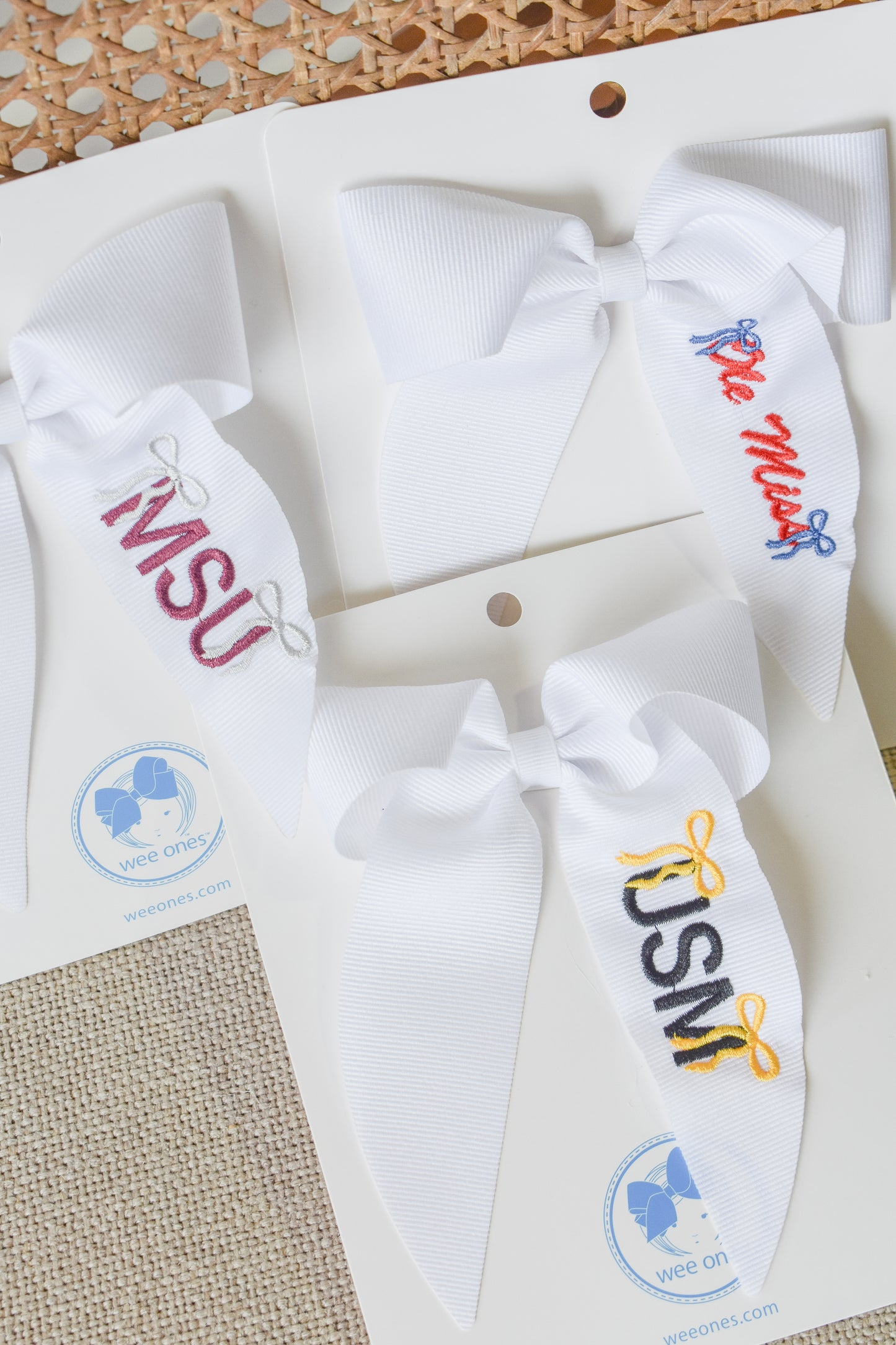 Embroidered Gameday Whimsy Tail Bow