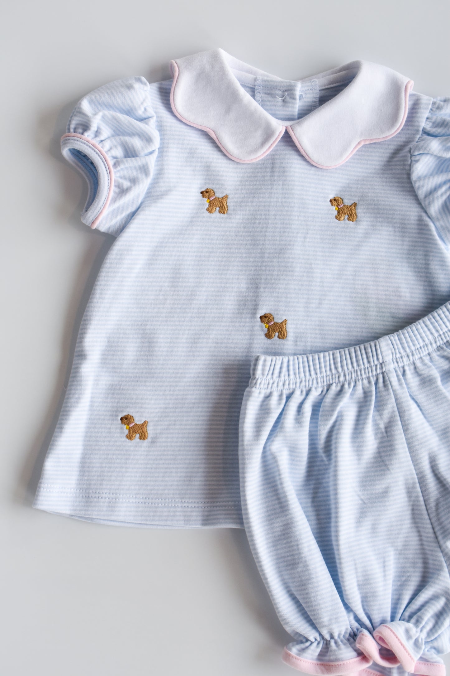 Puppy Bryar Bloomer Set-Light Blue Knit