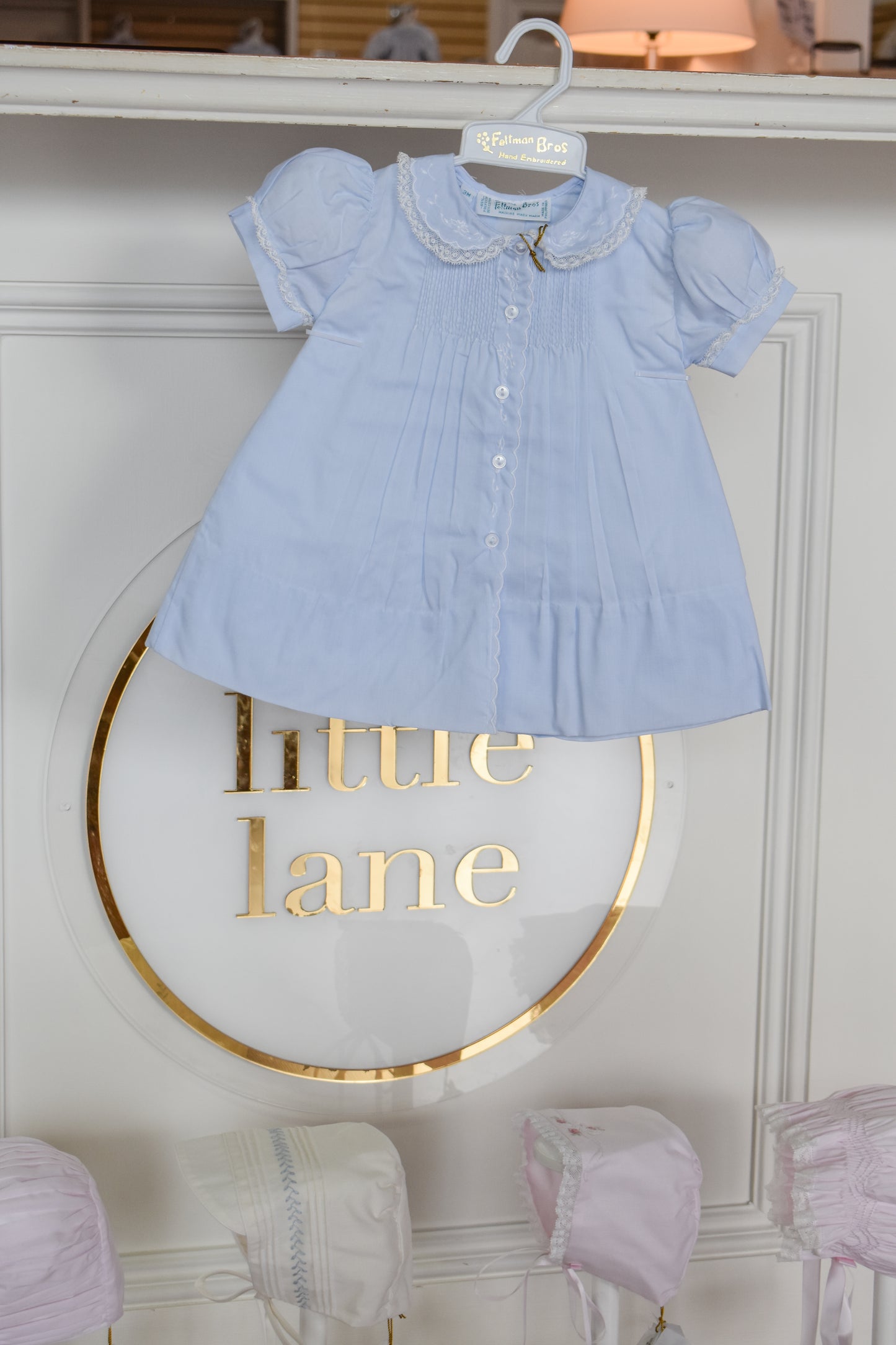 Elsa Scalloped Trim Baby Blue Slip Dress