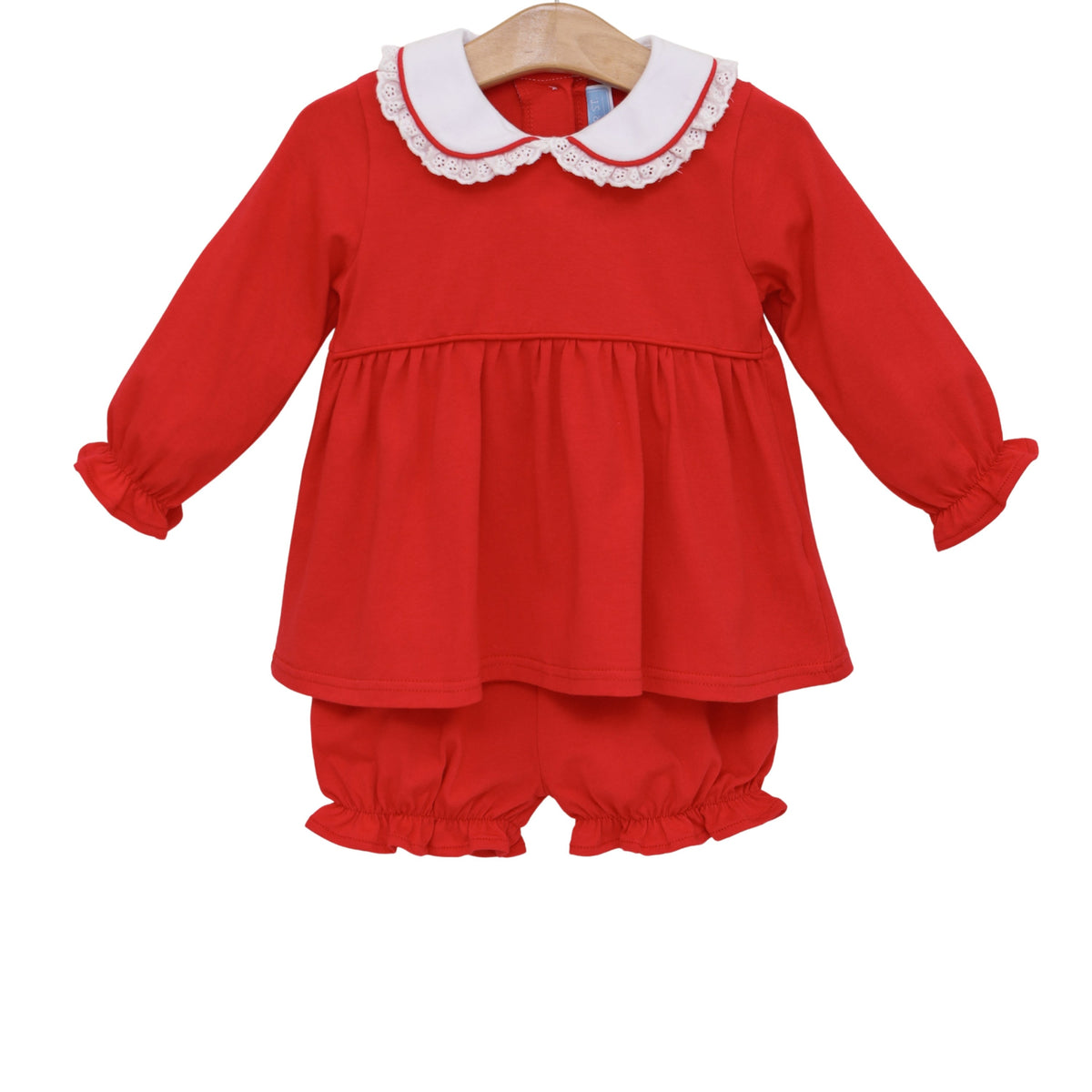 Eleanor Long Sleeve Knit Bloomer Set-Red