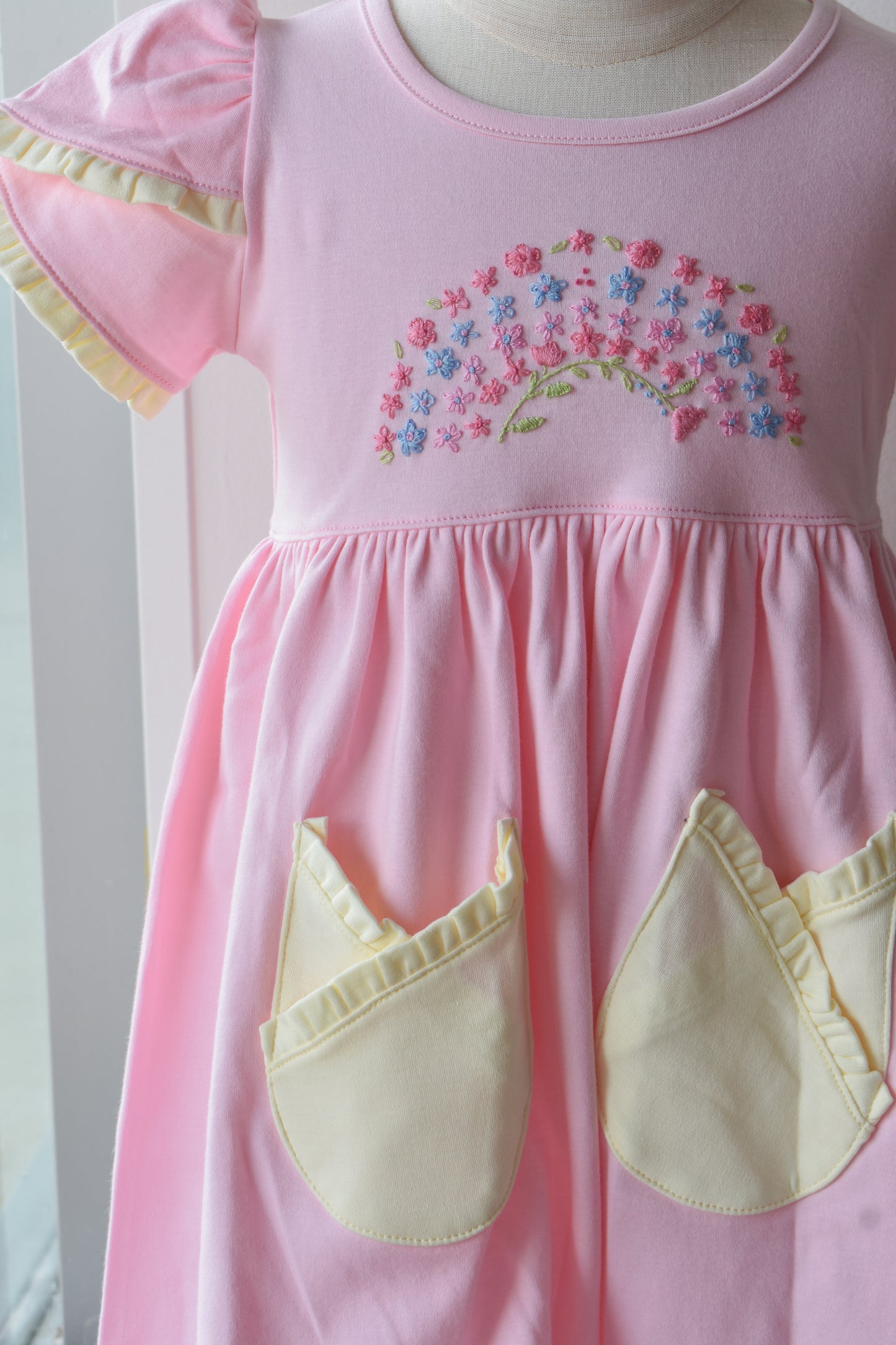 Blooming Rainbow Ruffled Pocket Dress