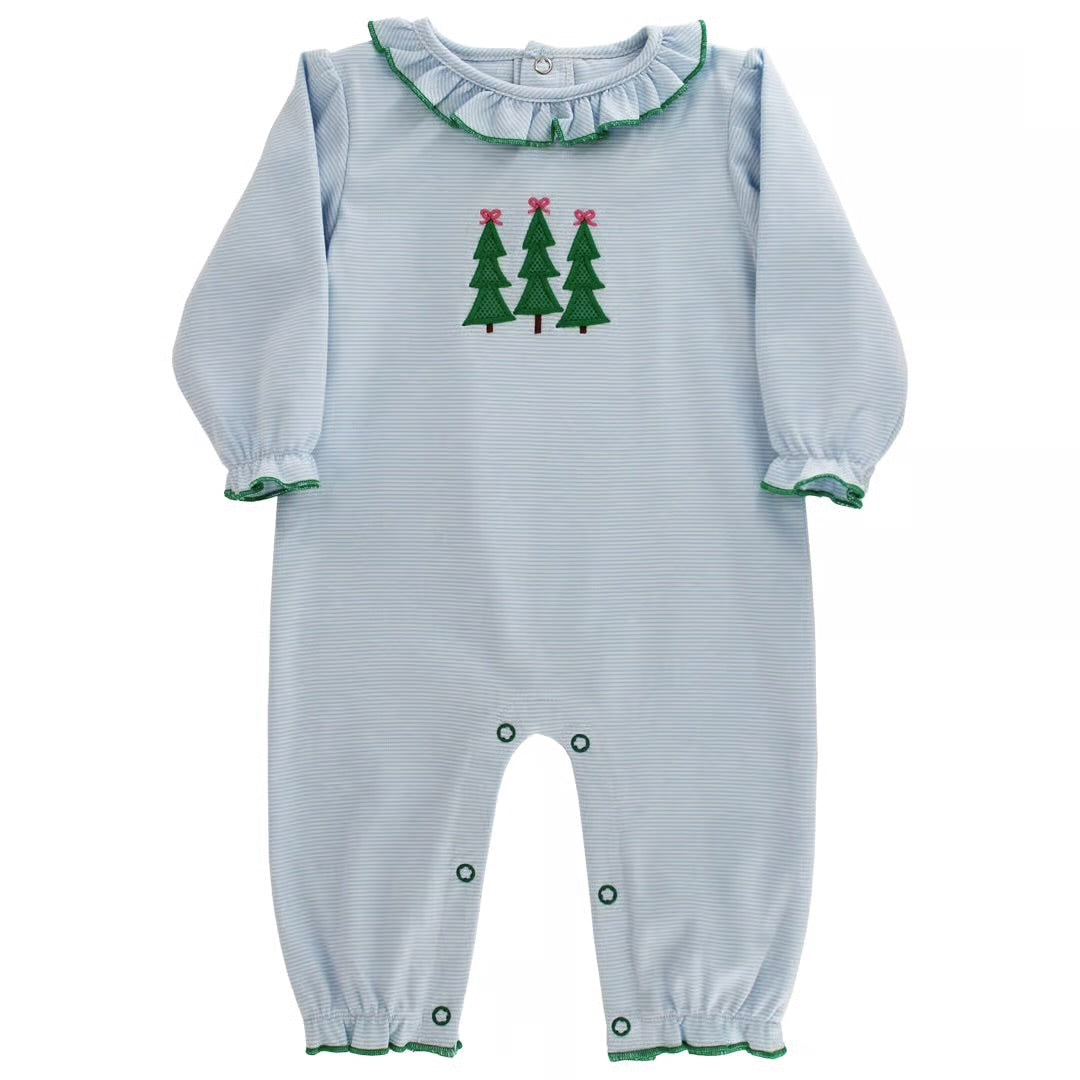 Enchanted Evergreens Girl's Ruffled Knit Romper
