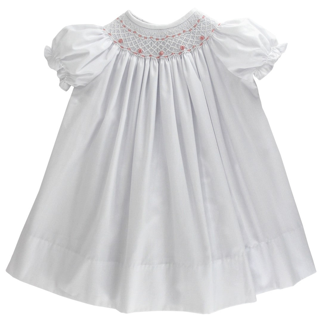 Pinky Posie-White Bishop Dress