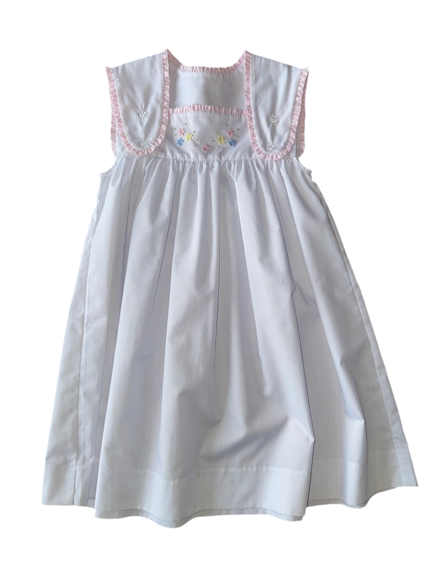 Sun Dress White/Pink Satin Flower
